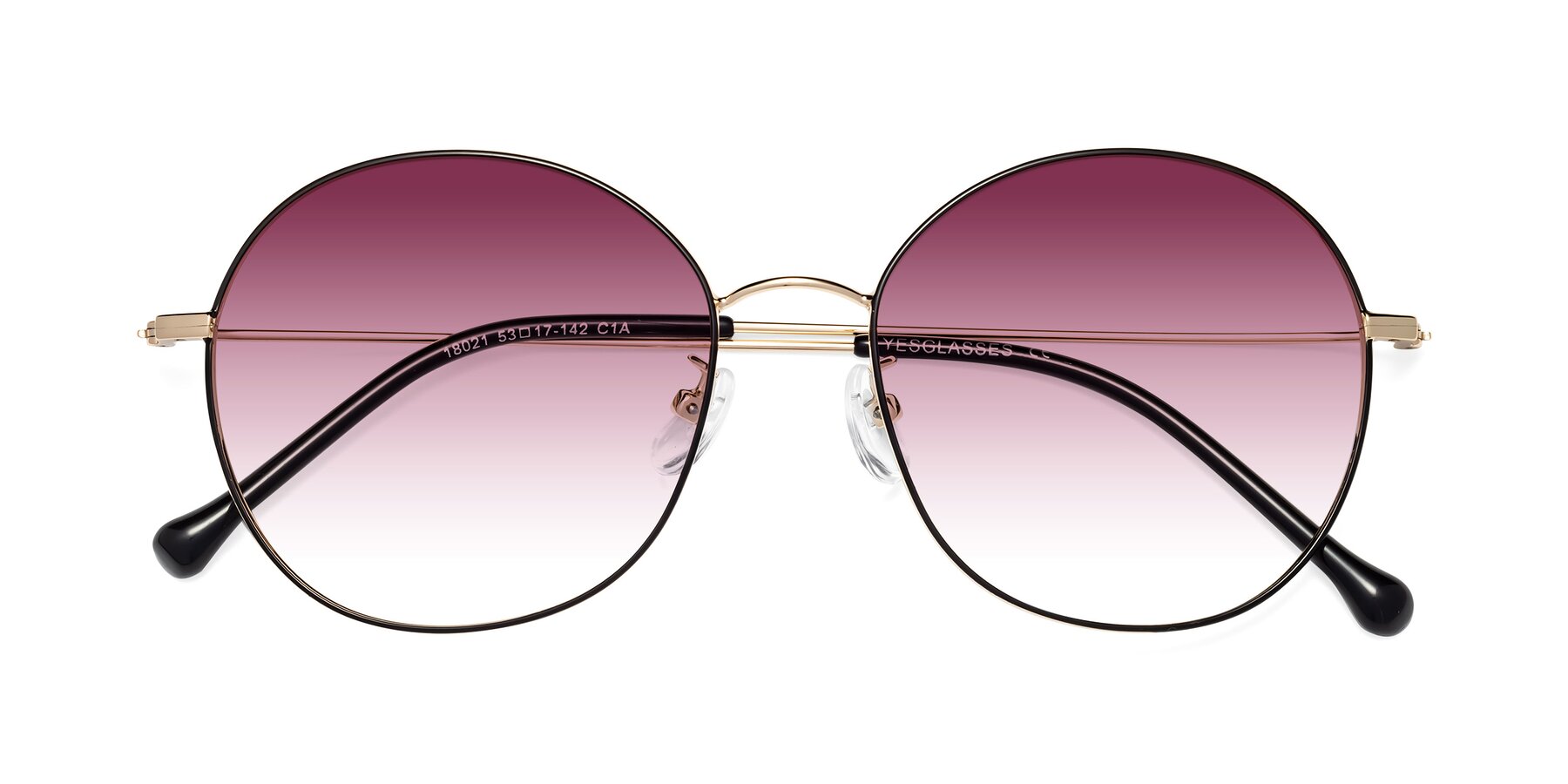 Folded Front of Dallas in Black-Gold with Wine Gradient Lenses