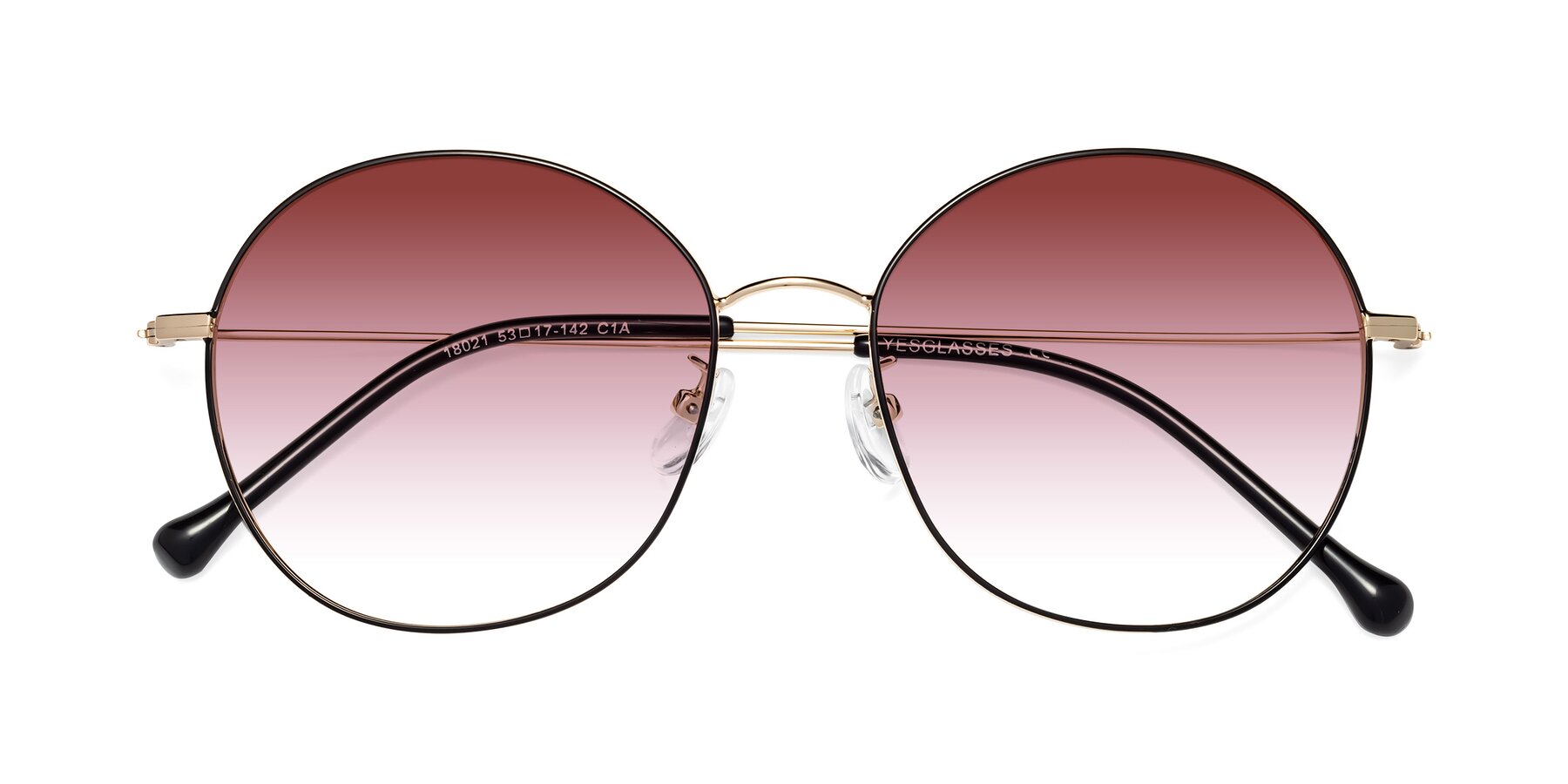 Folded Front of Dallas in Black-Gold with Garnet Gradient Lenses