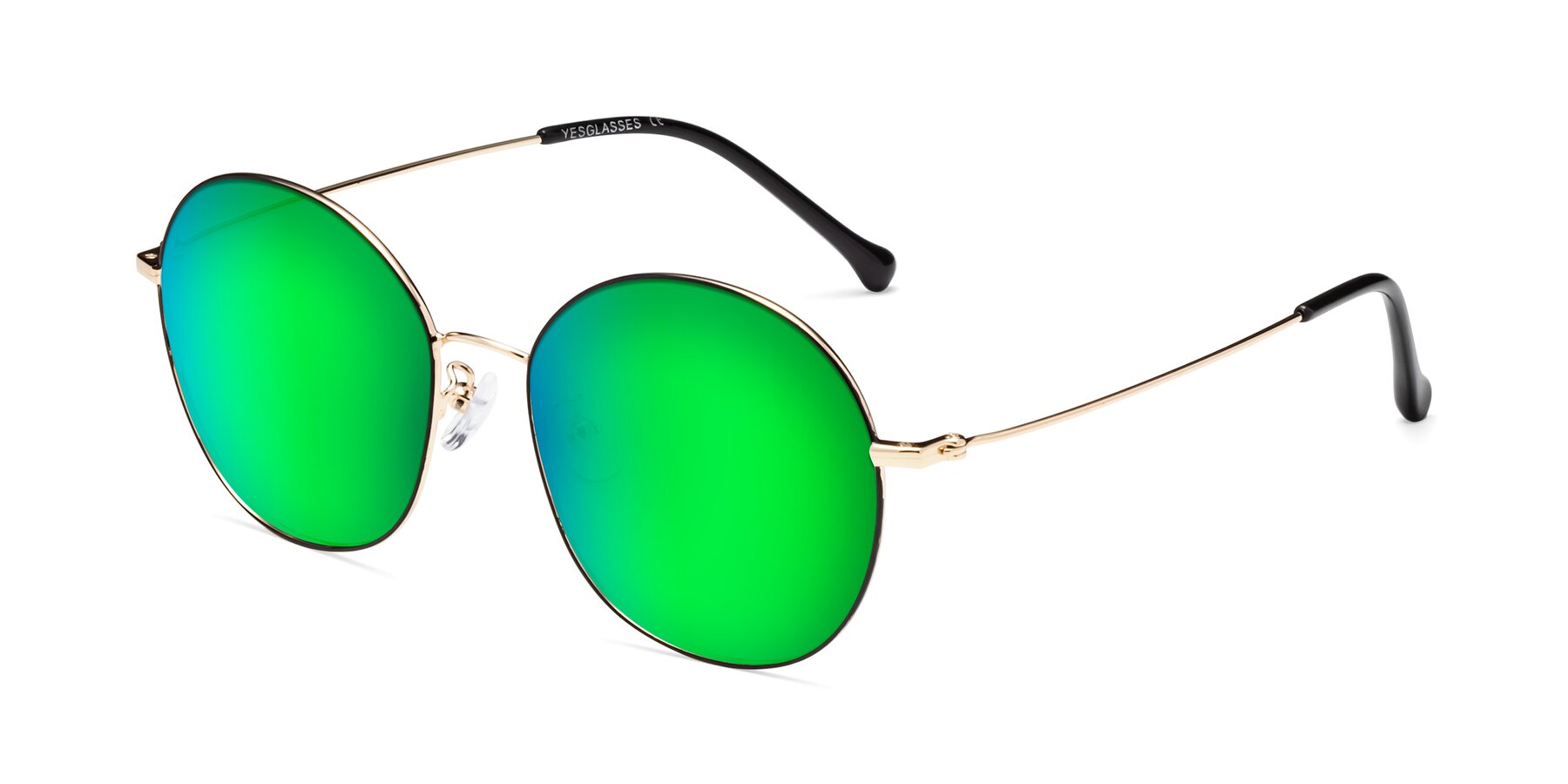 Angle of Dallas in Black-Gold with Green Mirrored Lenses