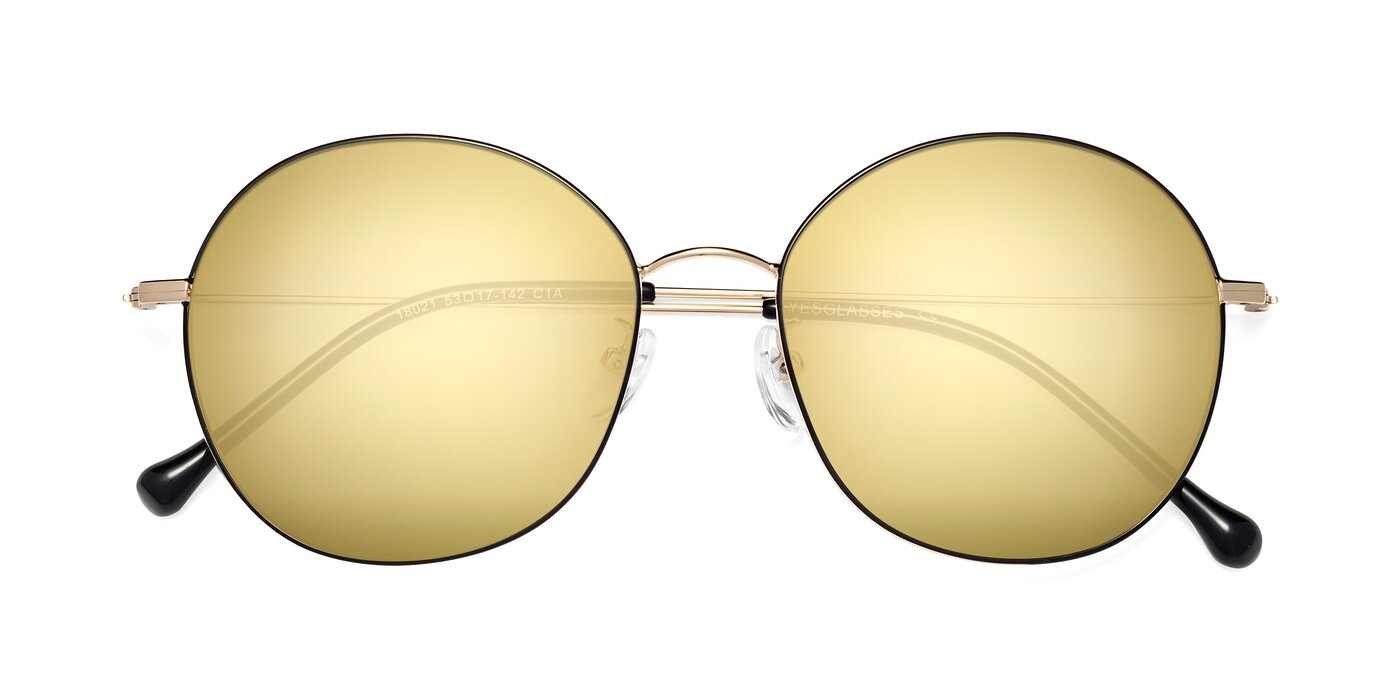 Dallas - Black / Gold Flash Mirrored Sunglasses