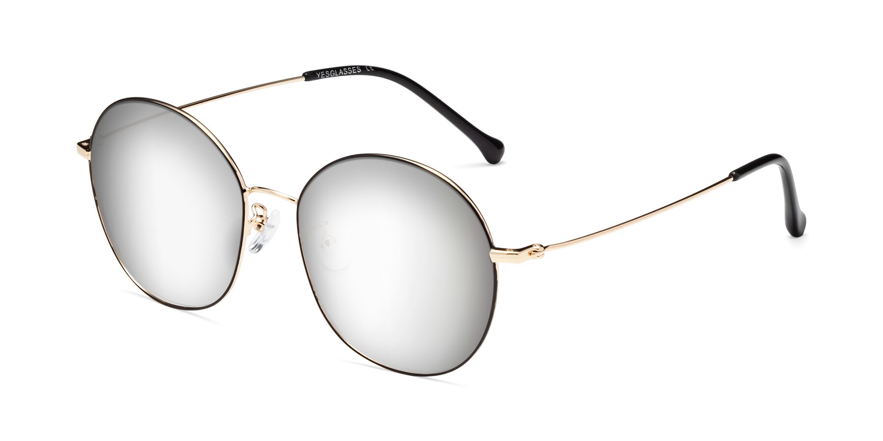 Angle of Dallas in Black-Gold with Silver Mirrored Lenses