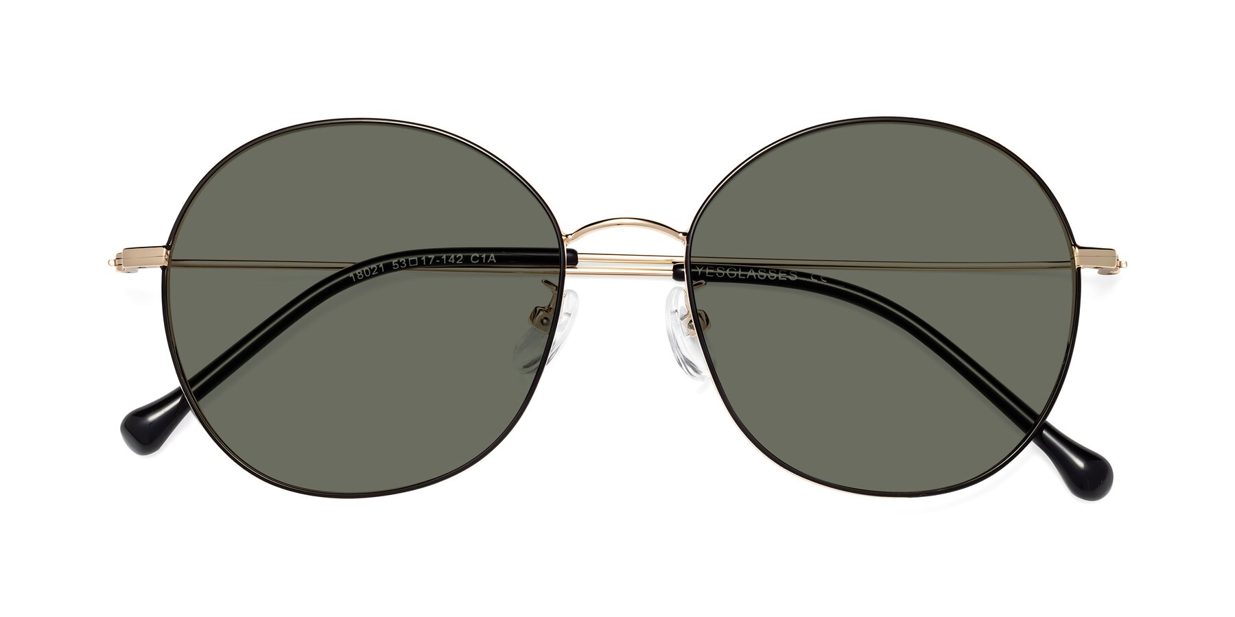Folded Front of Dallas in Black-Gold with Gray Polarized Lenses