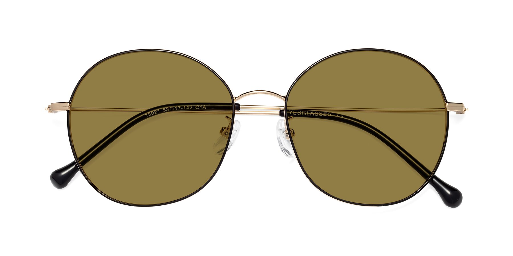 Folded Front of Dallas in Black-Gold with Brown Polarized Lenses