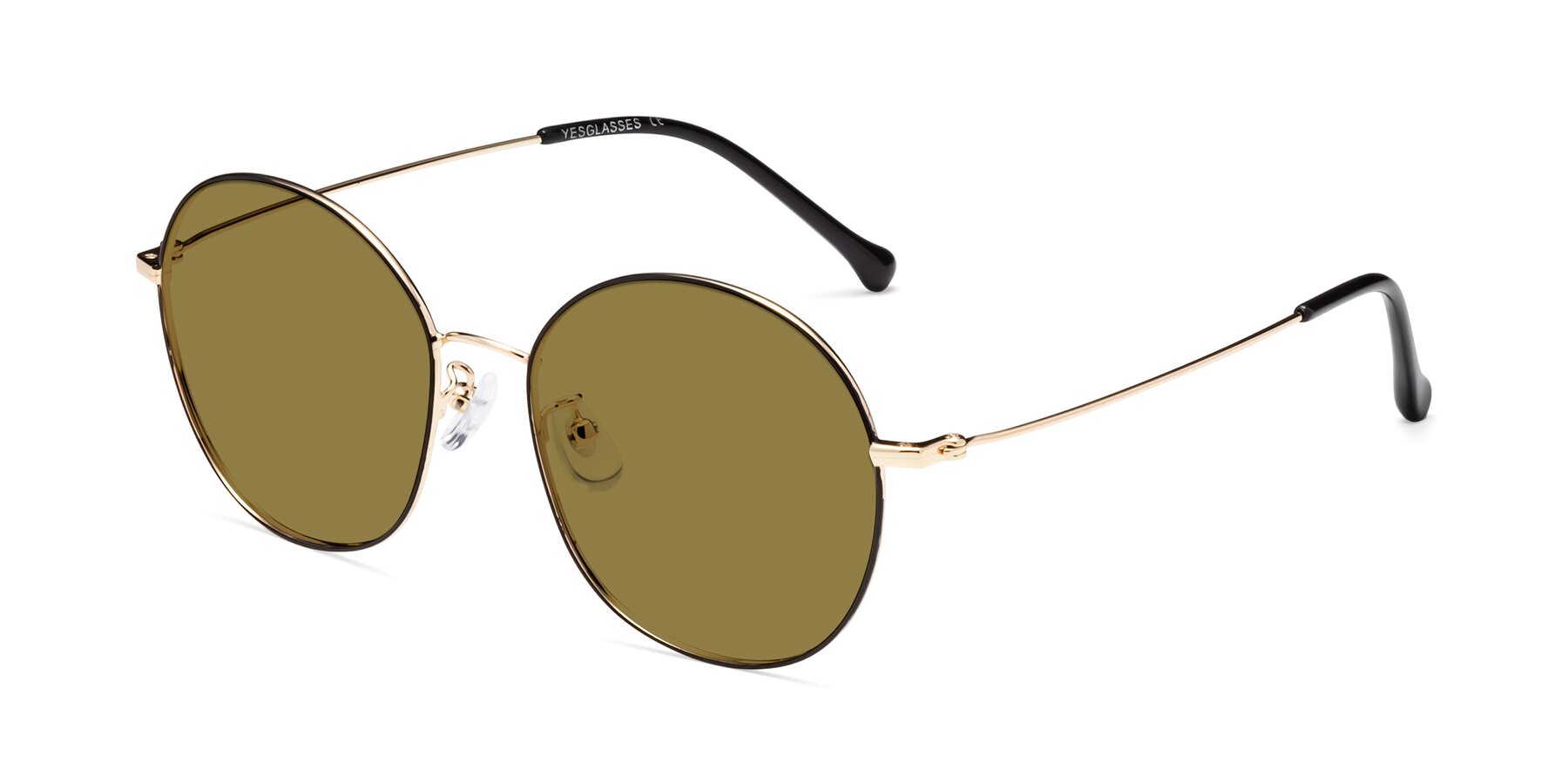 Angle of Dallas in Black-Gold with Brown Polarized Lenses