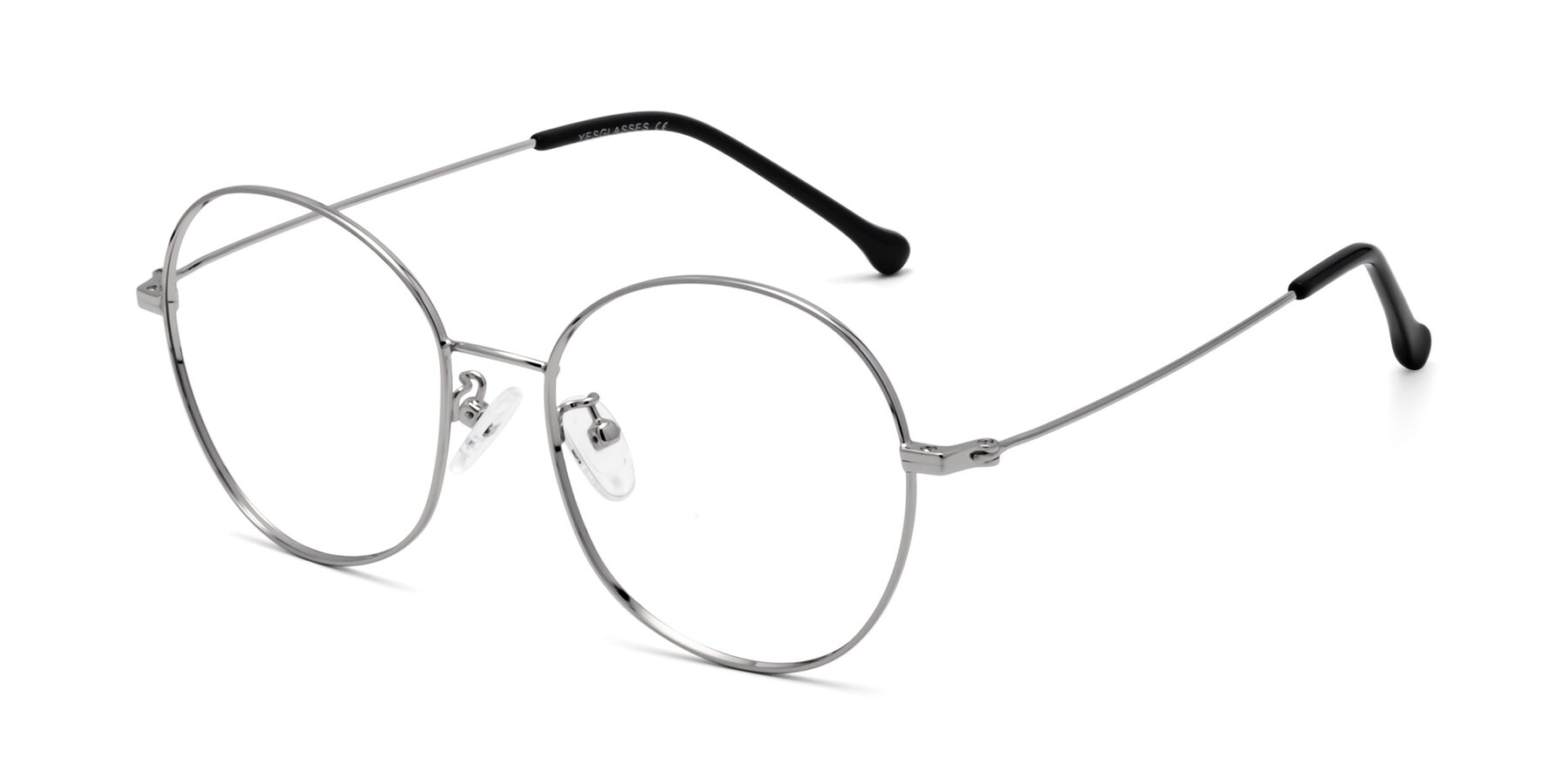 Angle of Dallas in Silver with Clear Reading Eyeglass Lenses