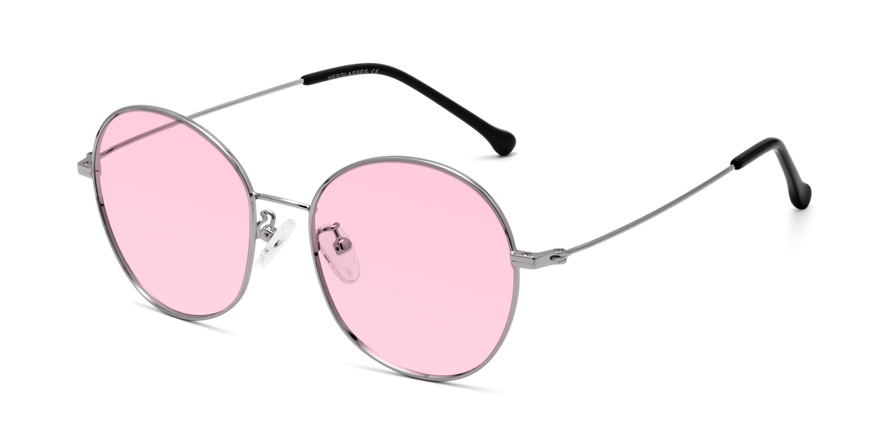 Angle of Dallas in Silver with Light Pink Tinted Lenses