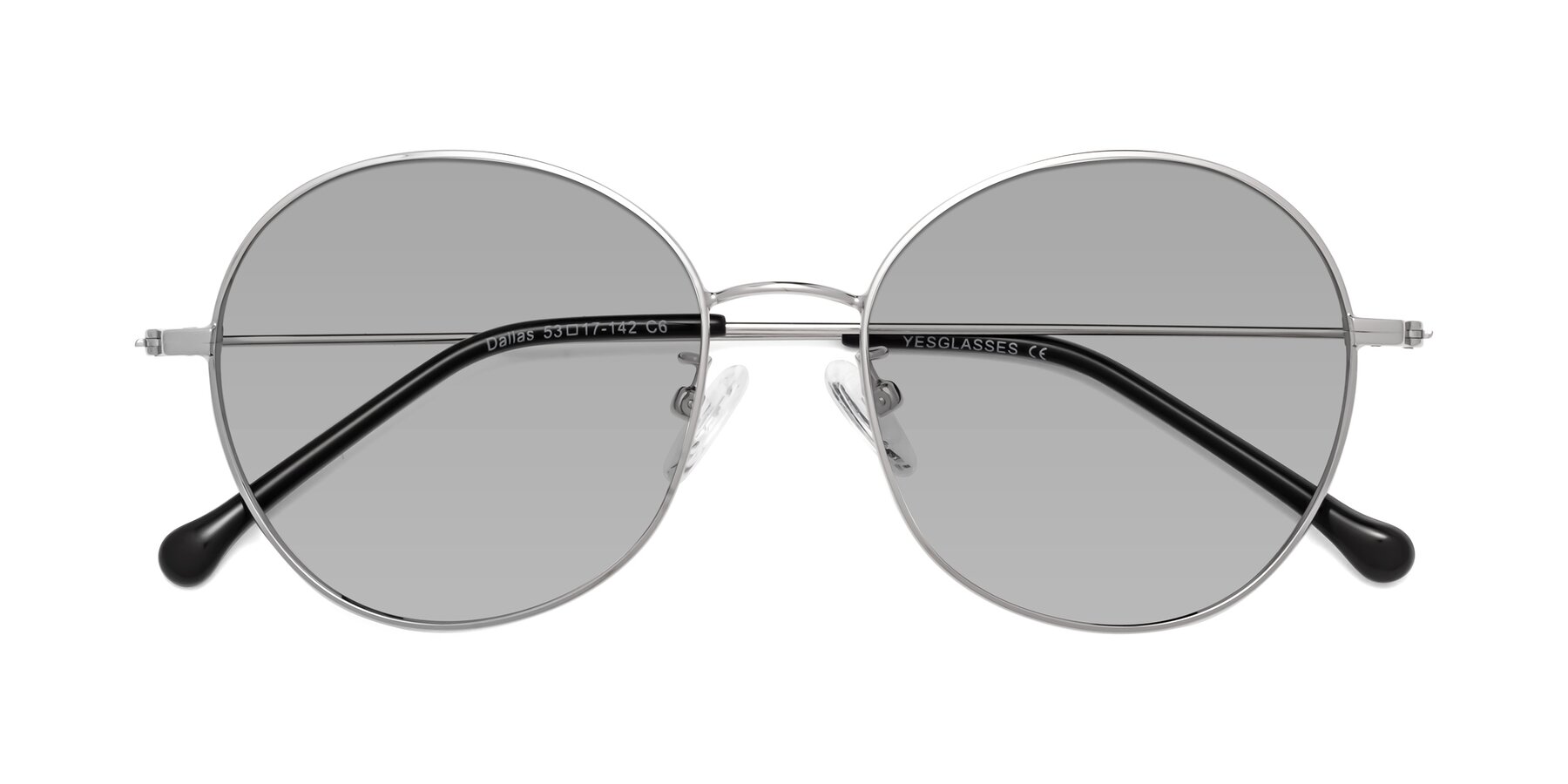 Folded Front of Dallas in Silver with Light Gray Tinted Lenses
