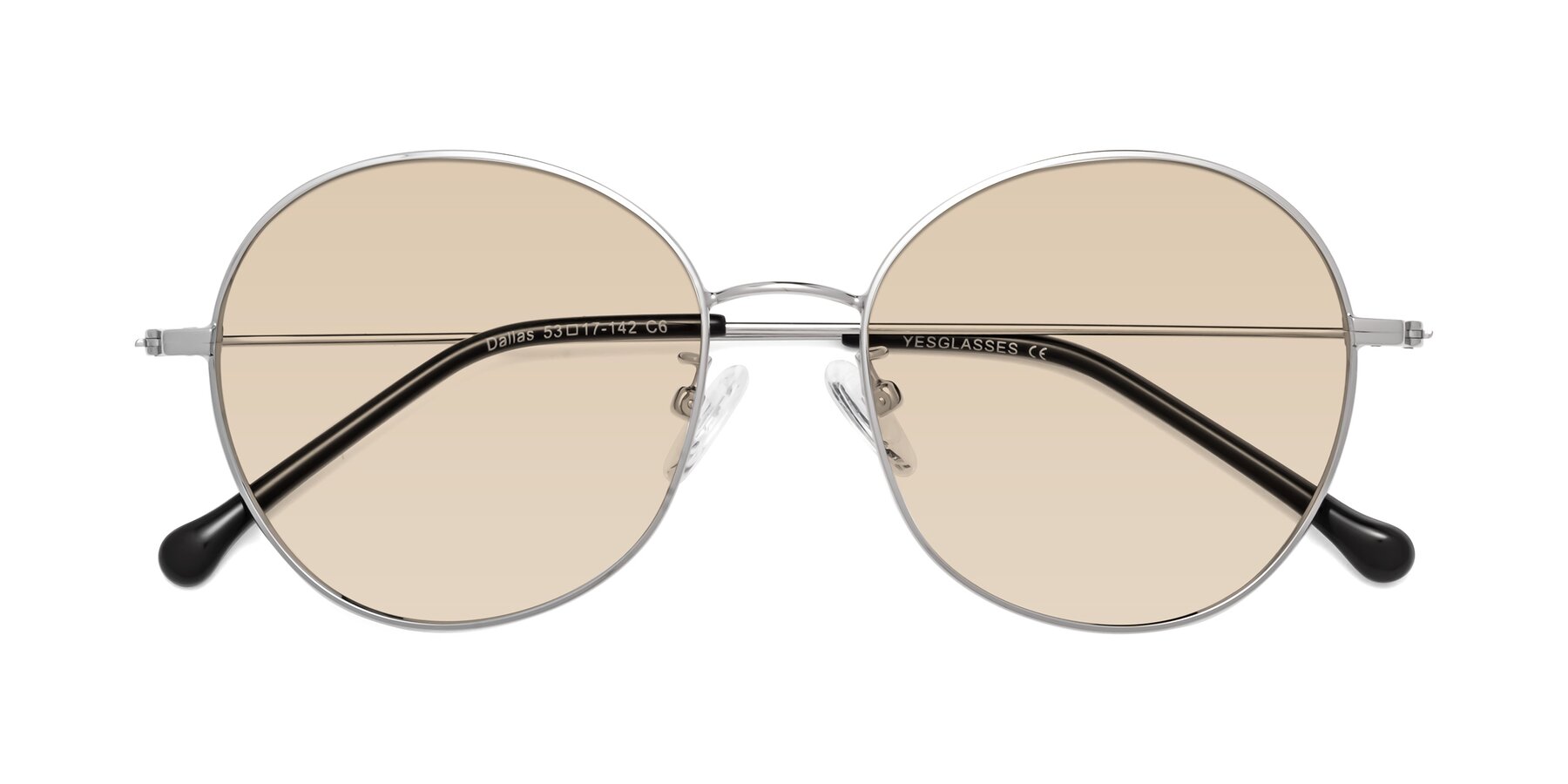 Folded Front of Dallas in Silver with Light Brown Tinted Lenses