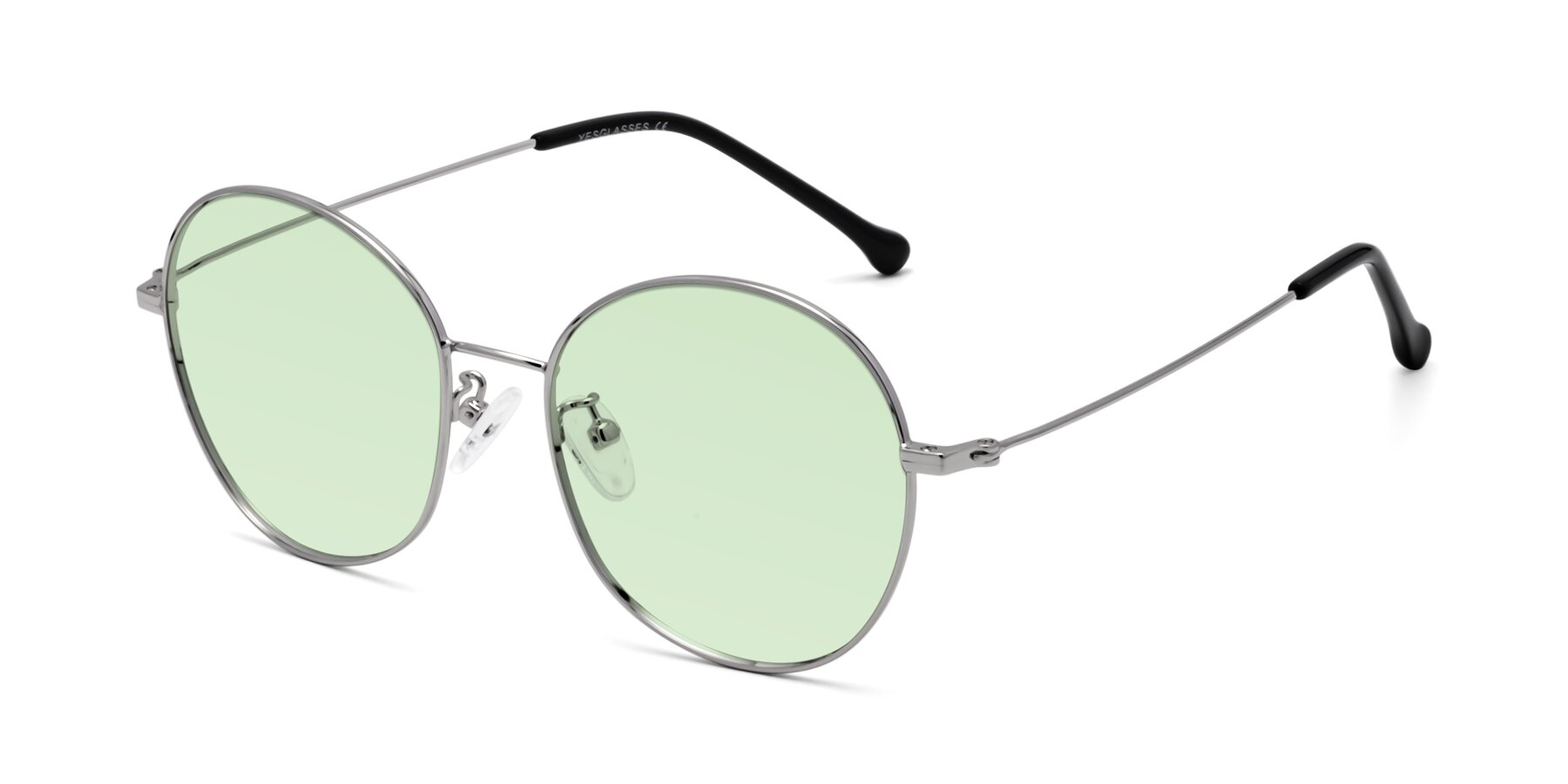 Angle of Dallas in Silver with Light Green Tinted Lenses