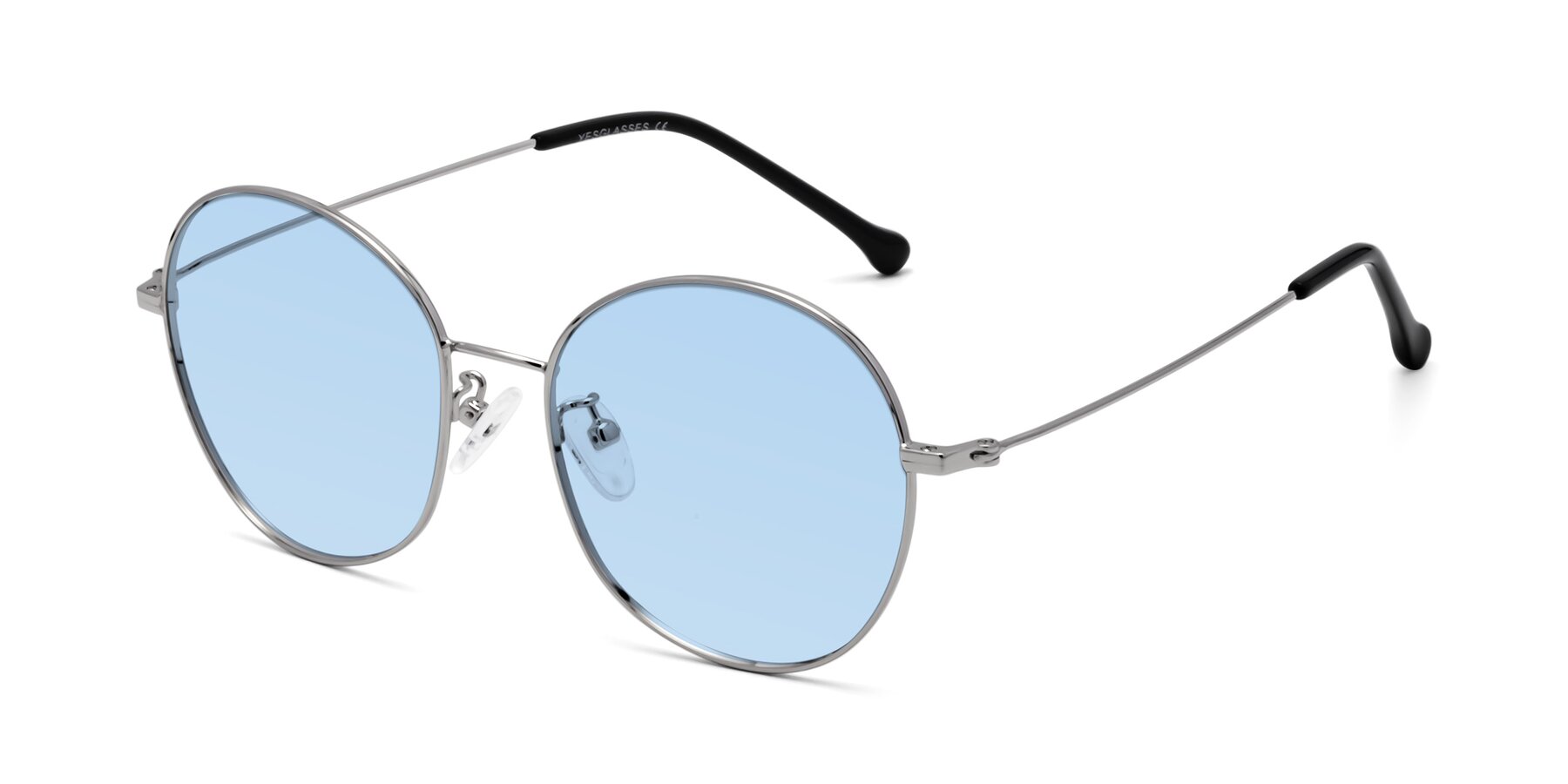 Angle of Dallas in Silver with Light Blue Tinted Lenses