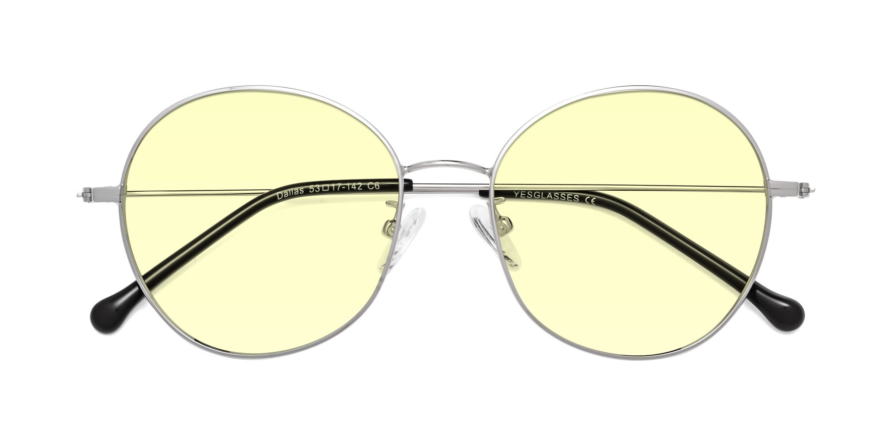 Folded Front of Dallas in Silver with Light Yellow Tinted Lenses