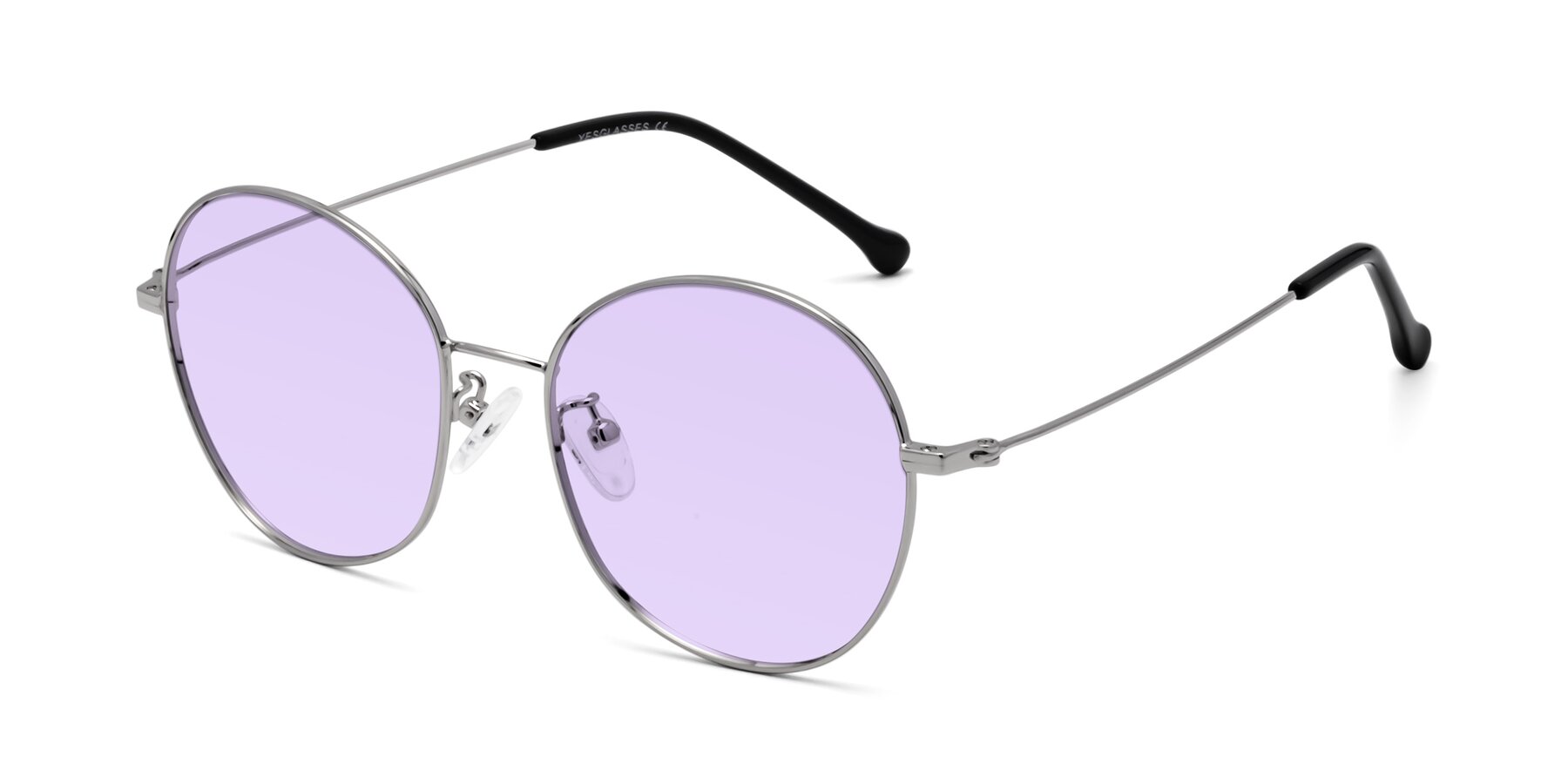 Angle of Dallas in Silver with Light Purple Tinted Lenses