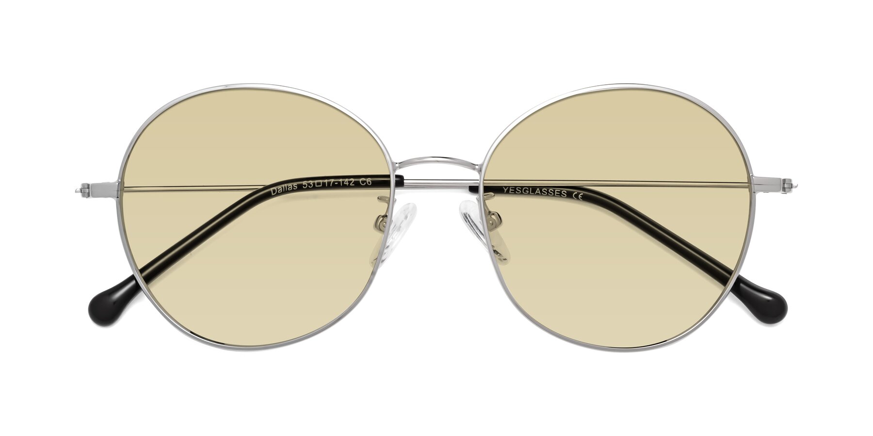 Folded Front of Dallas in Silver with Light Champagne Tinted Lenses
