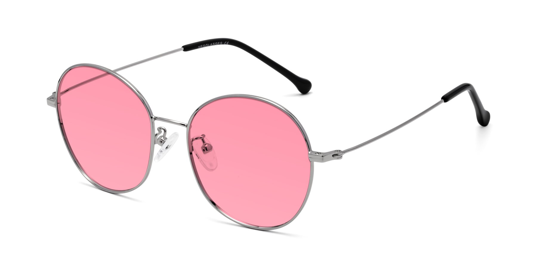 Angle of Dallas in Silver with Pink Tinted Lenses