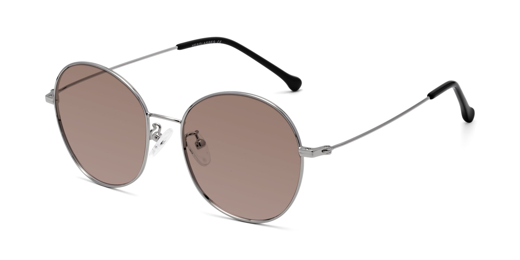 Angle of Dallas in Silver with Medium Brown Tinted Lenses