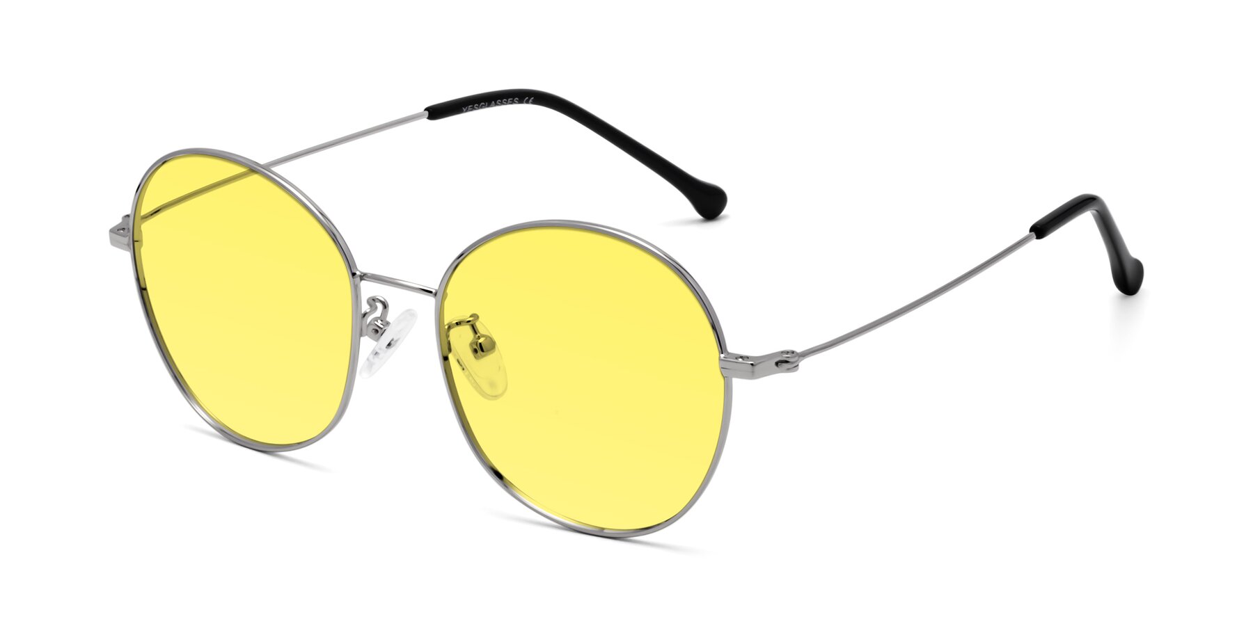 Angle of Dallas in Silver with Medium Yellow Tinted Lenses