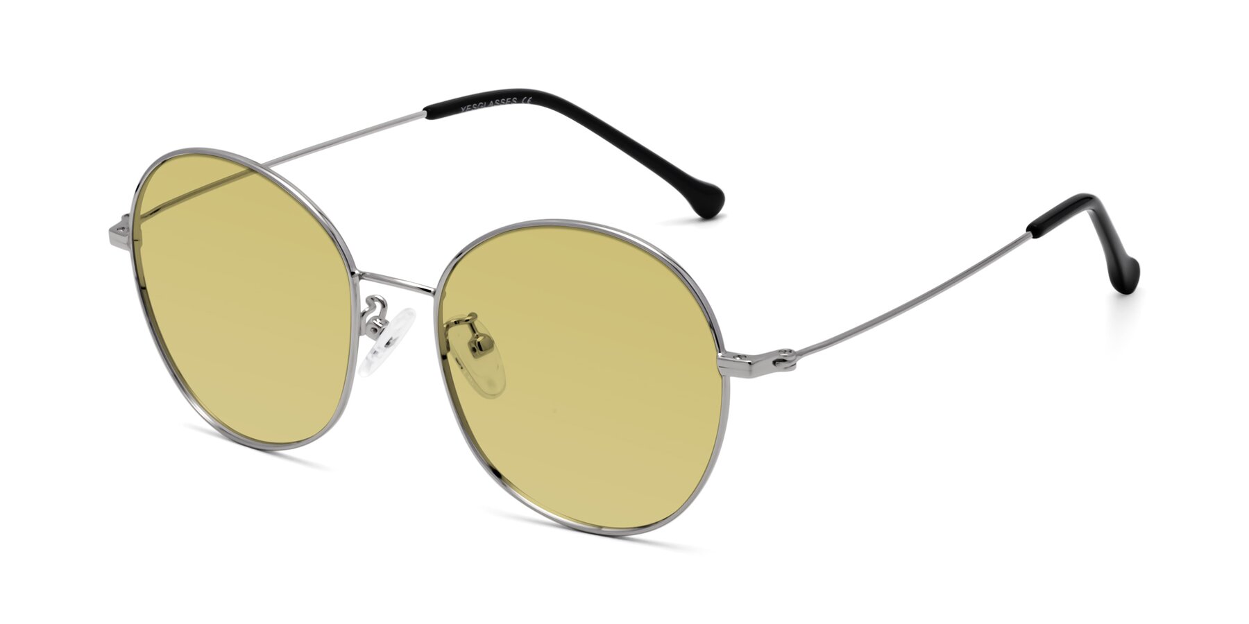 Angle of Dallas in Silver with Medium Champagne Tinted Lenses
