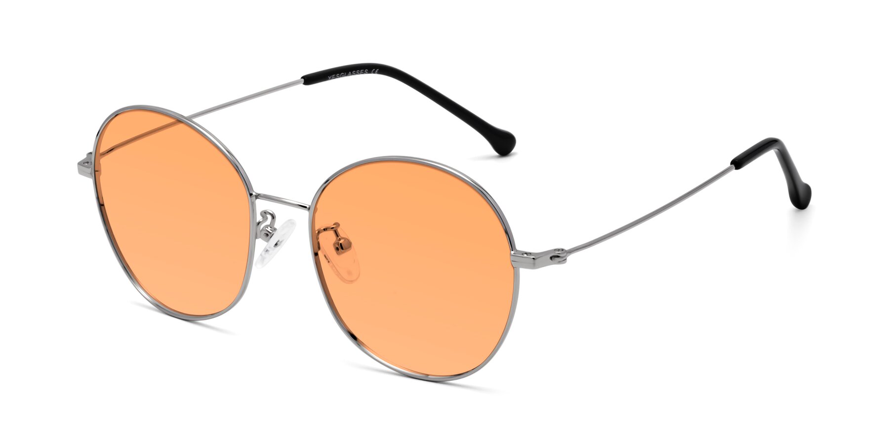 Angle of Dallas in Silver with Medium Orange Tinted Lenses