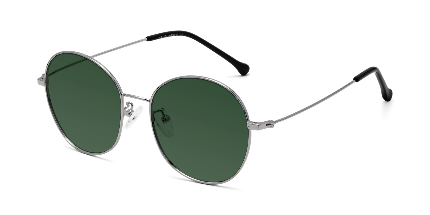 Angle of Dallas in Silver with Green Tinted Lenses