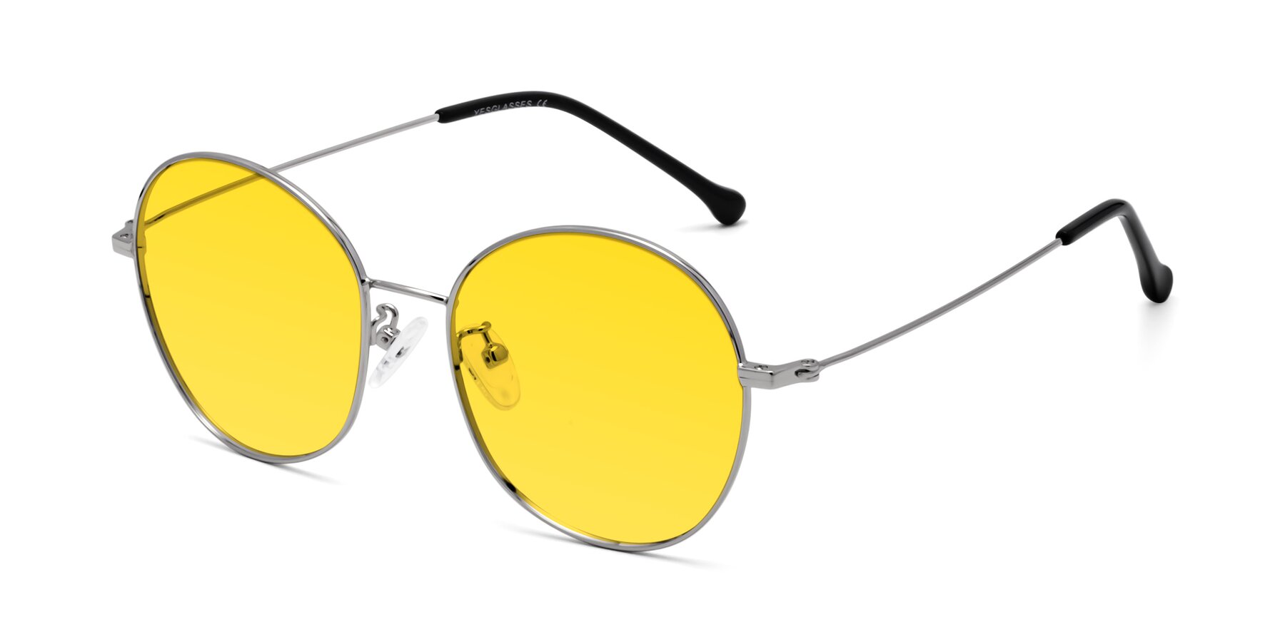 Angle of Dallas in Silver with Yellow Tinted Lenses