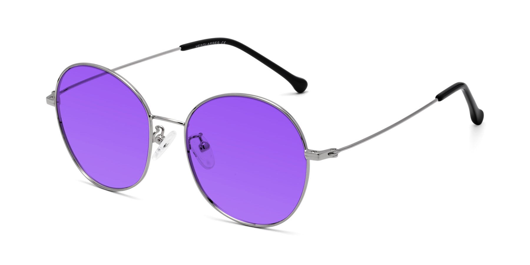 Angle of Dallas in Silver with Purple Tinted Lenses