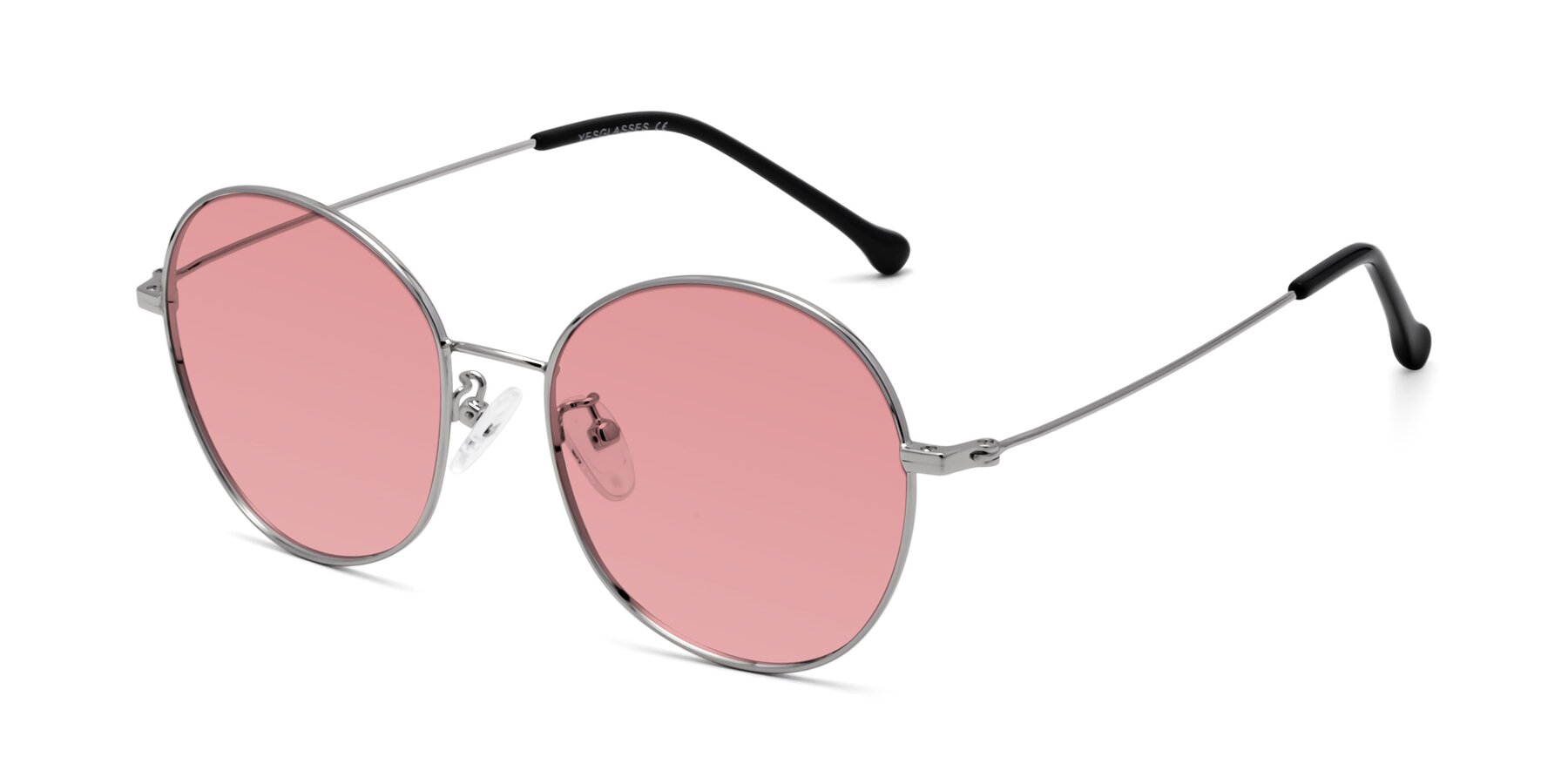 Angle of Dallas in Silver with Medium Garnet Tinted Lenses