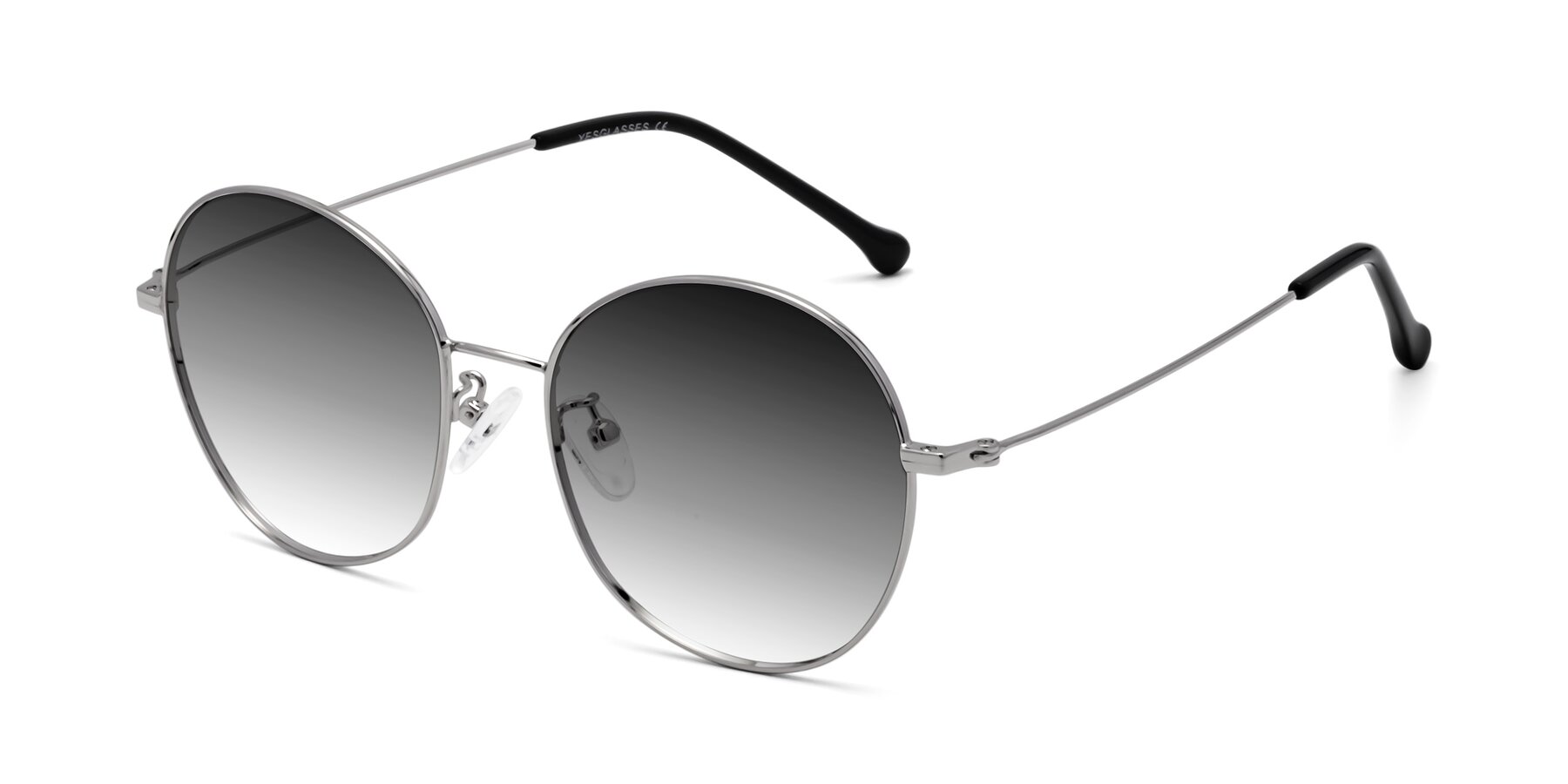 Angle of Dallas in Silver with Gray Gradient Lenses