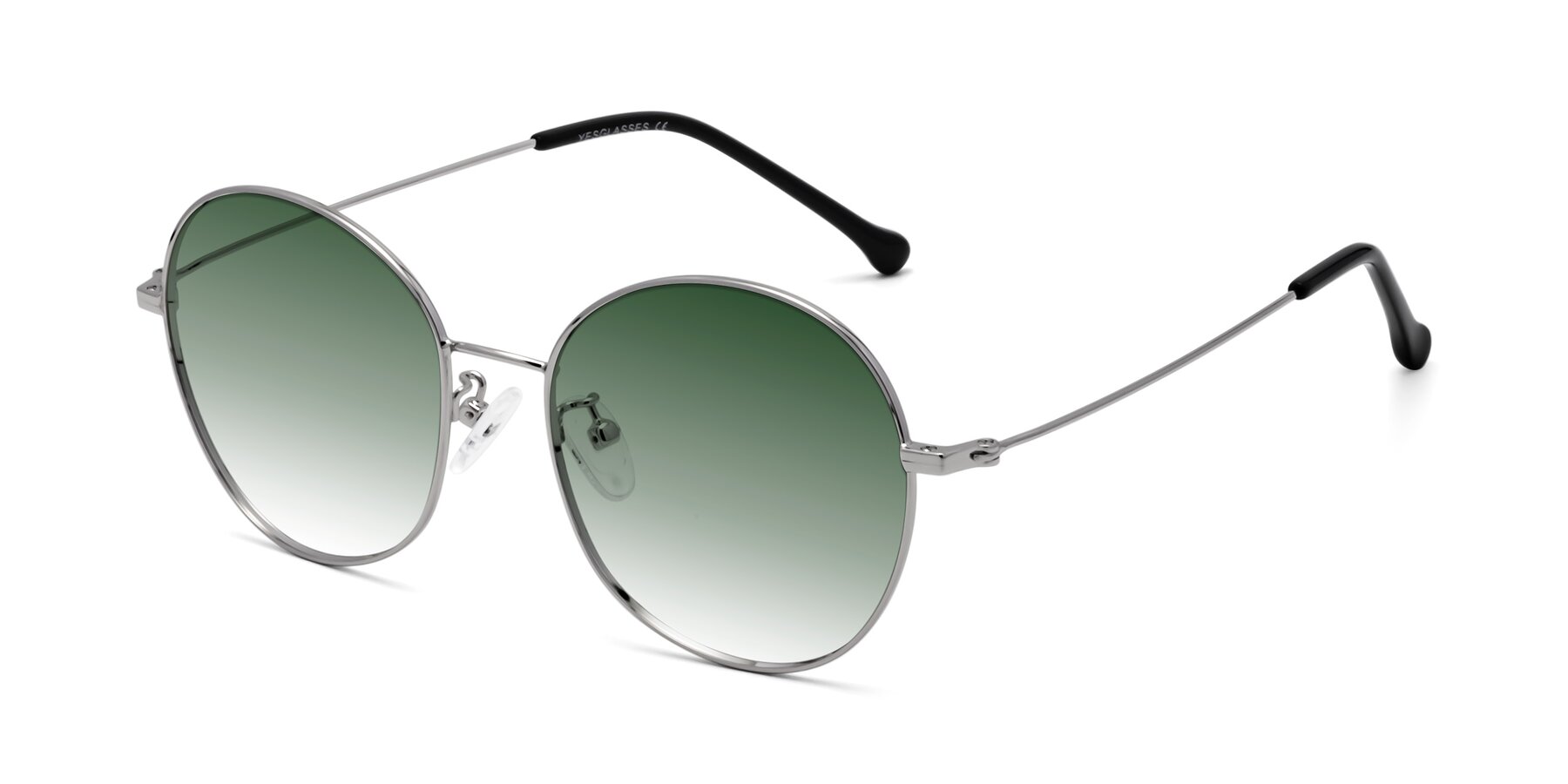 Angle of Dallas in Silver with Green Gradient Lenses