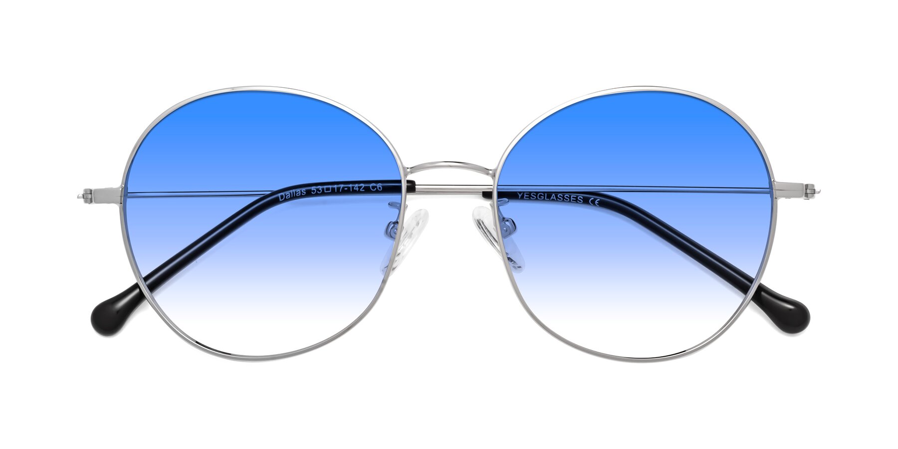 Folded Front of Dallas in Silver with Blue Gradient Lenses