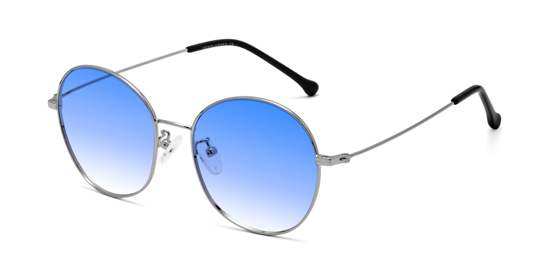 Angle of Dallas in Silver with Blue Gradient Lenses