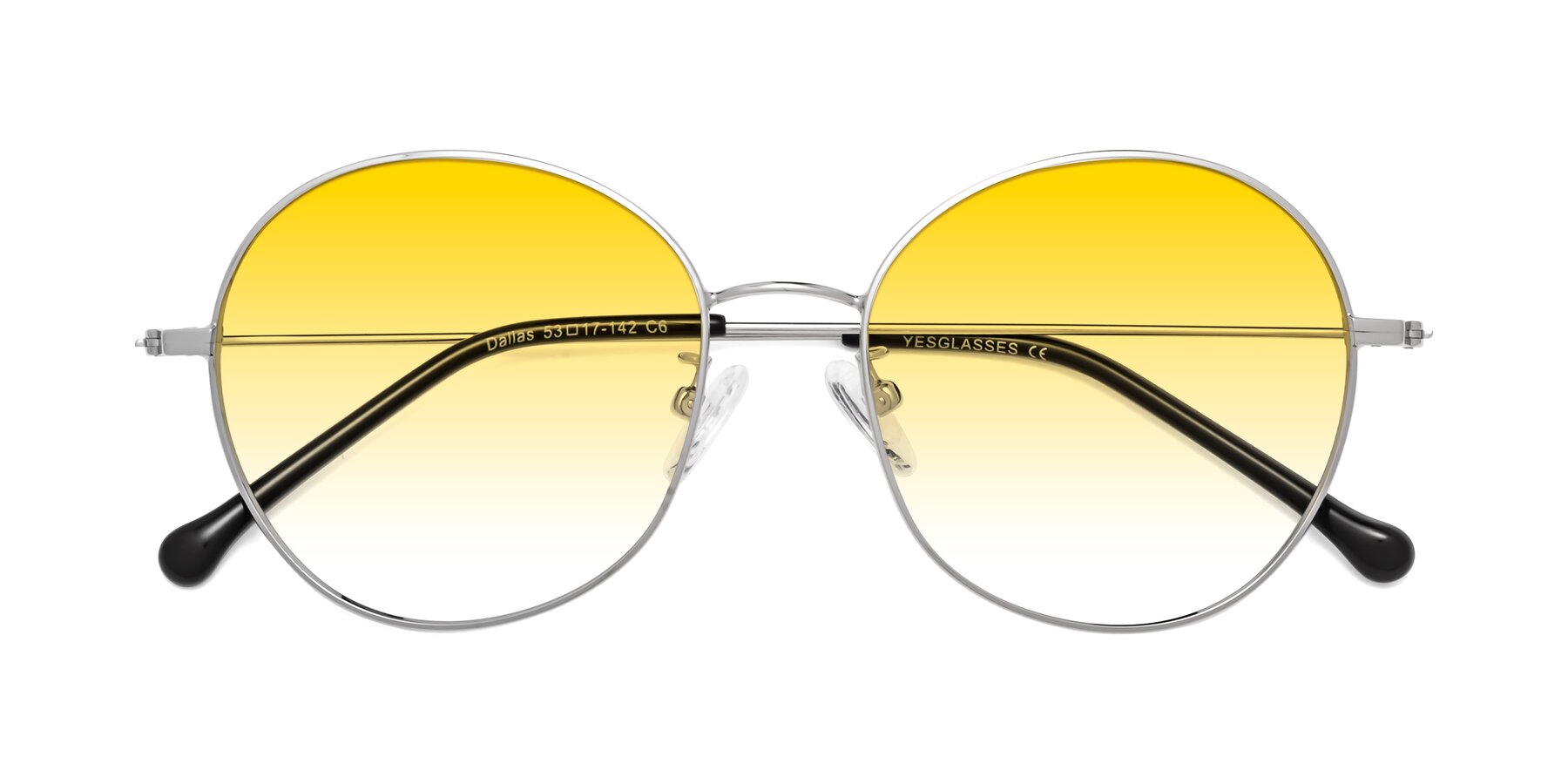 Folded Front of Dallas in Silver with Yellow Gradient Lenses