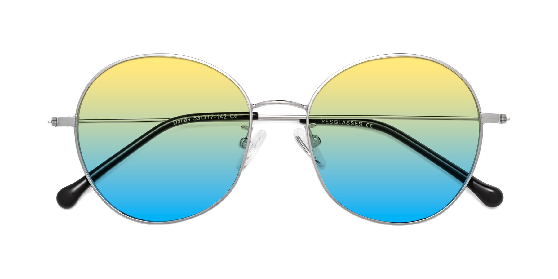 Folded Front of Dallas in Silver with Yellow / Blue Gradient Lenses