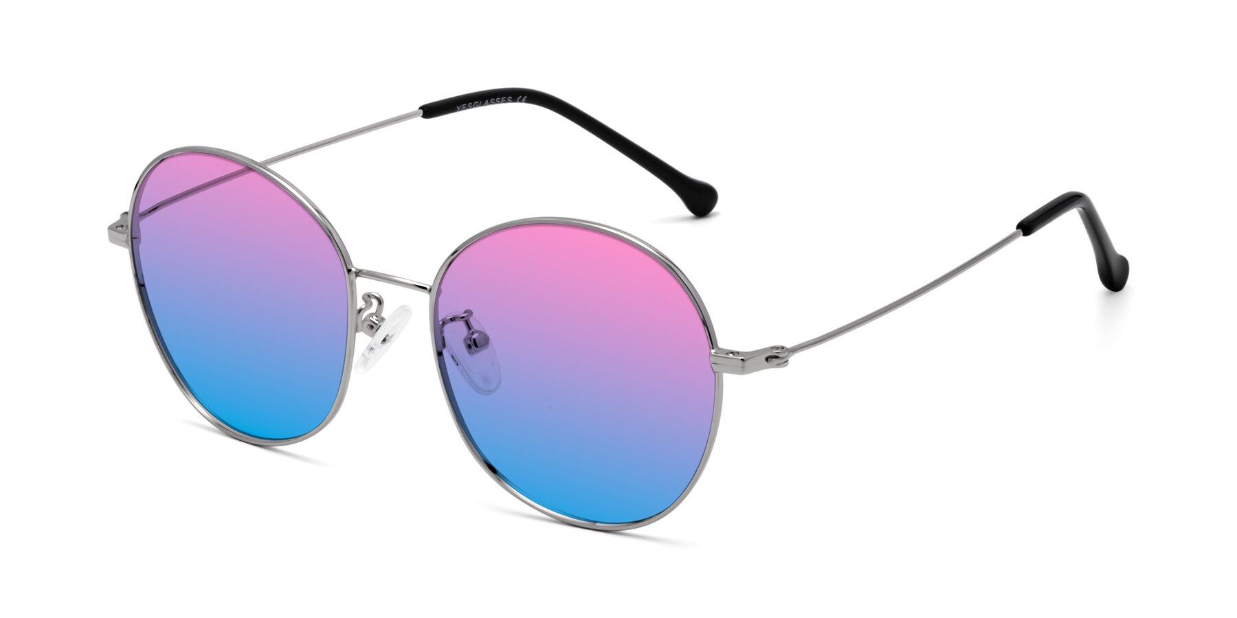 Angle of Dallas in Silver with Pink / Blue Gradient Lenses