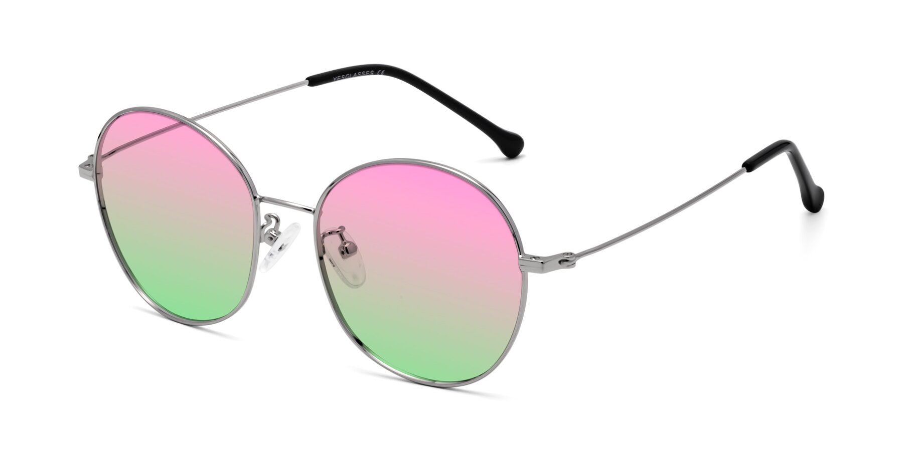 Angle of Dallas in Silver with Pink / Green Gradient Lenses