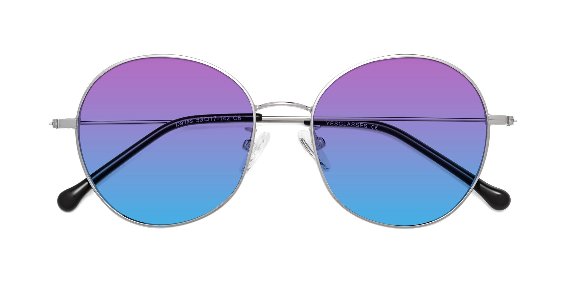 Folded Front of Dallas in Silver with Purple / Blue Gradient Lenses