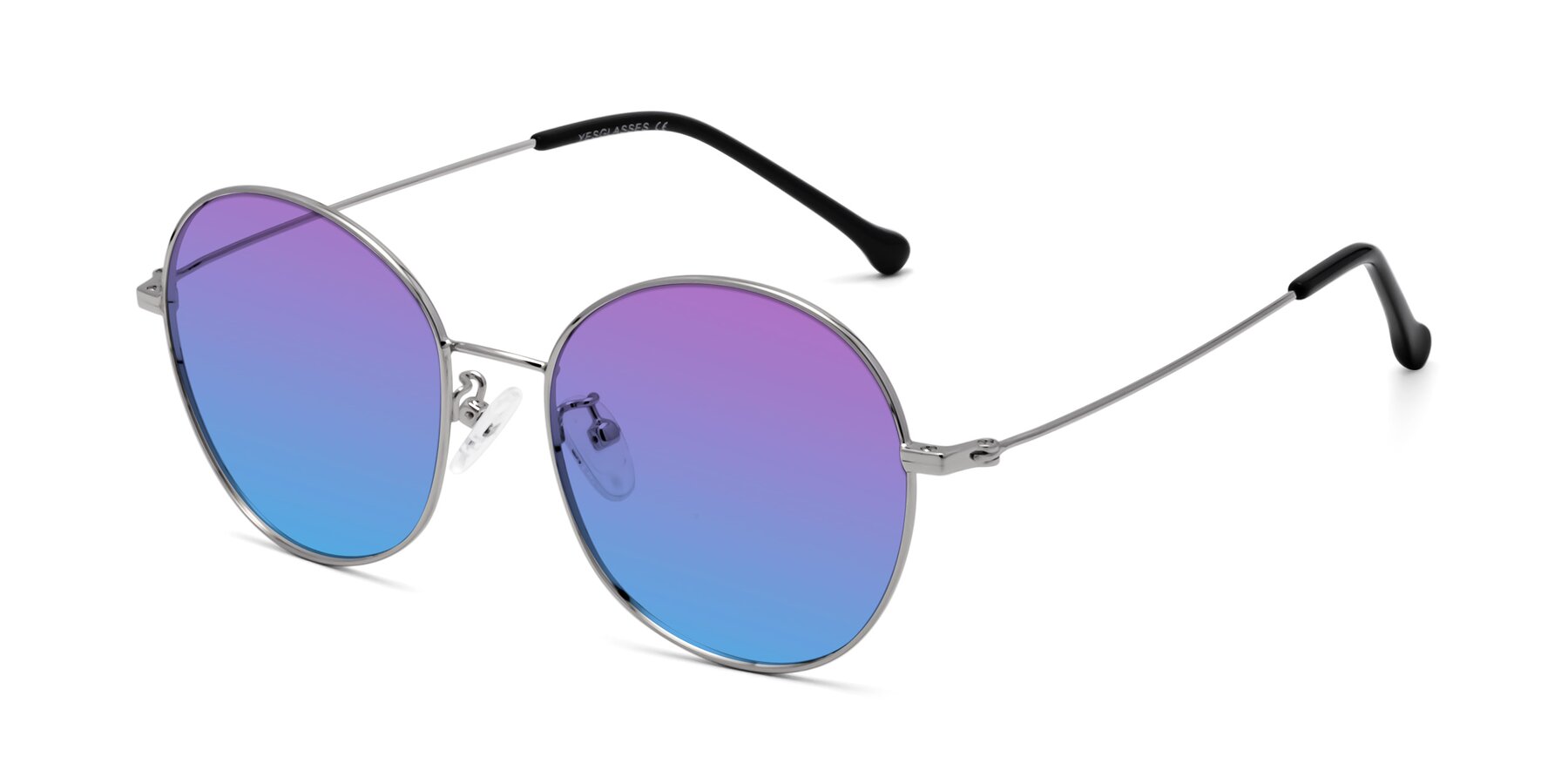 Angle of Dallas in Silver with Purple / Blue Gradient Lenses