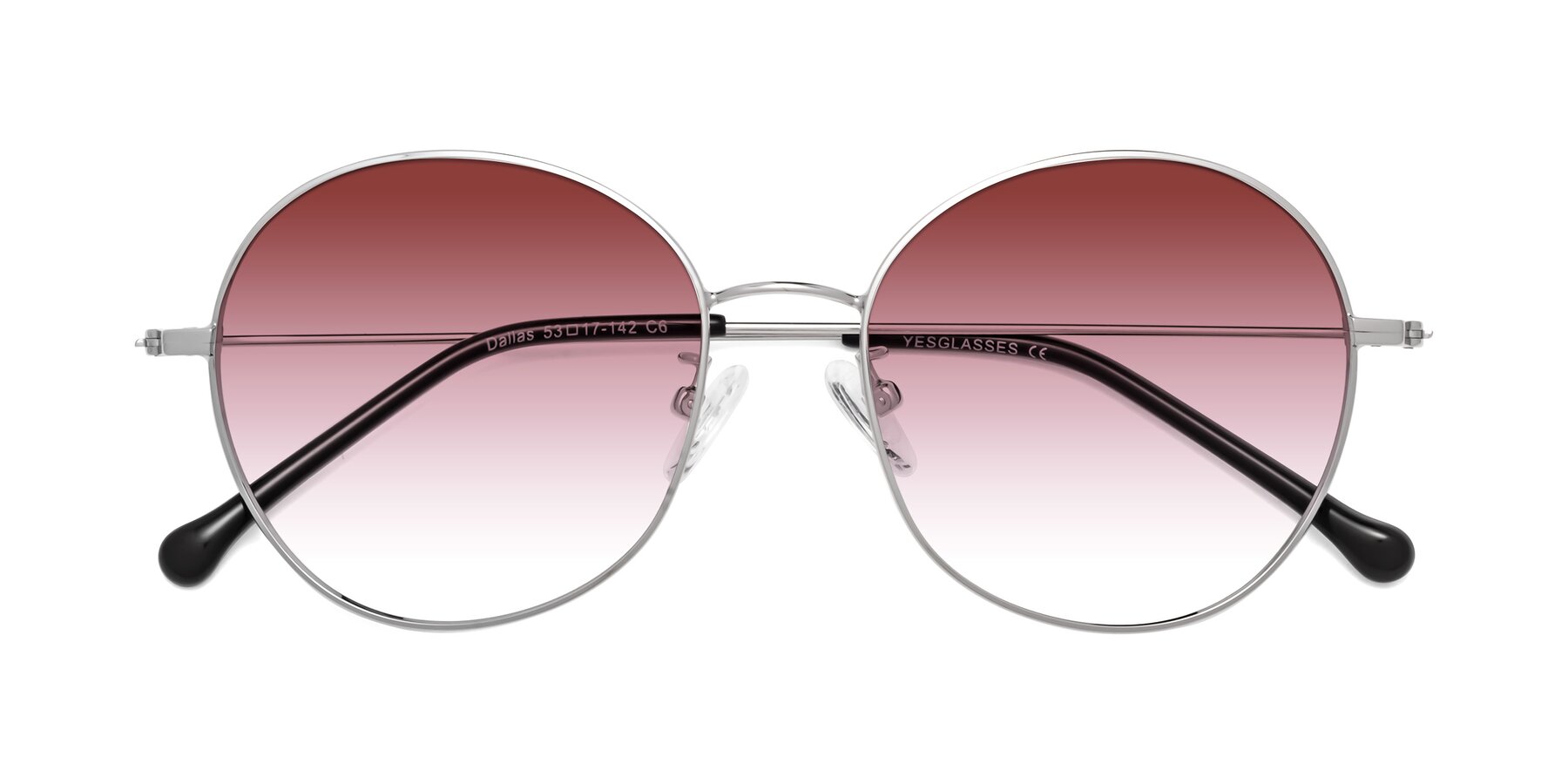 Folded Front of Dallas in Silver with Garnet Gradient Lenses