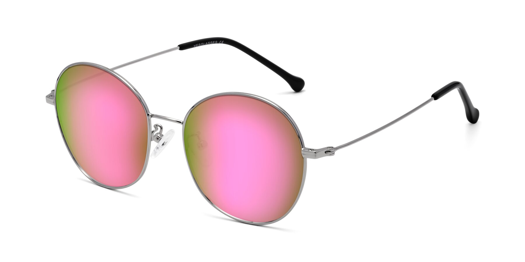 Angle of Dallas in Silver with Pink Mirrored Lenses