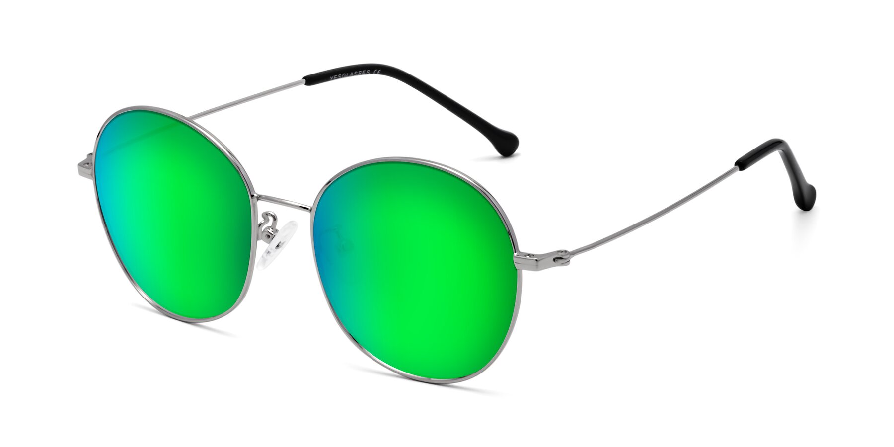 Angle of Dallas in Silver with Green Mirrored Lenses