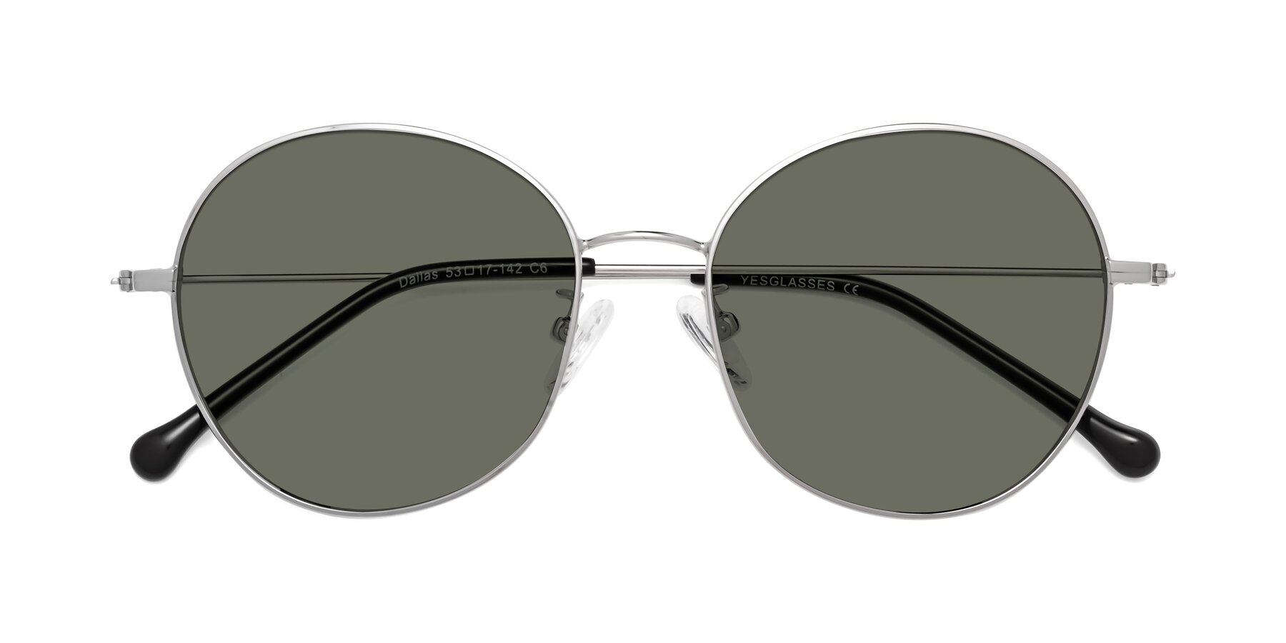 Folded Front of Dallas in Silver with Gray Polarized Lenses