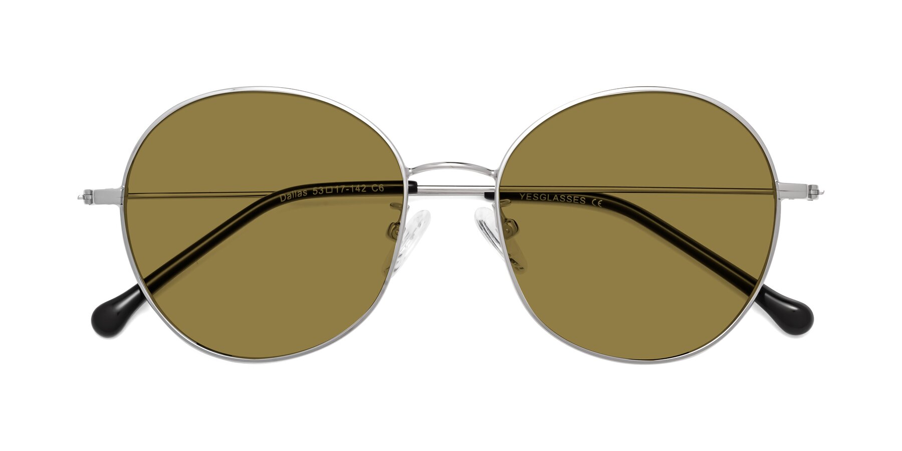 Folded Front of Dallas in Silver with Brown Polarized Lenses