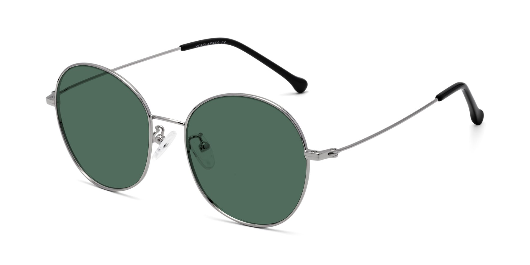 Angle of Dallas in Silver with Green Polarized Lenses
