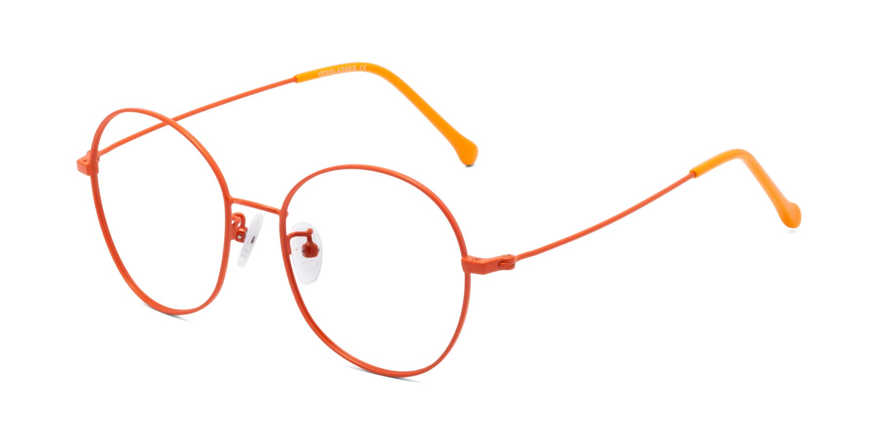 Angle of Dallas in Orange with Clear Eyeglass Lenses