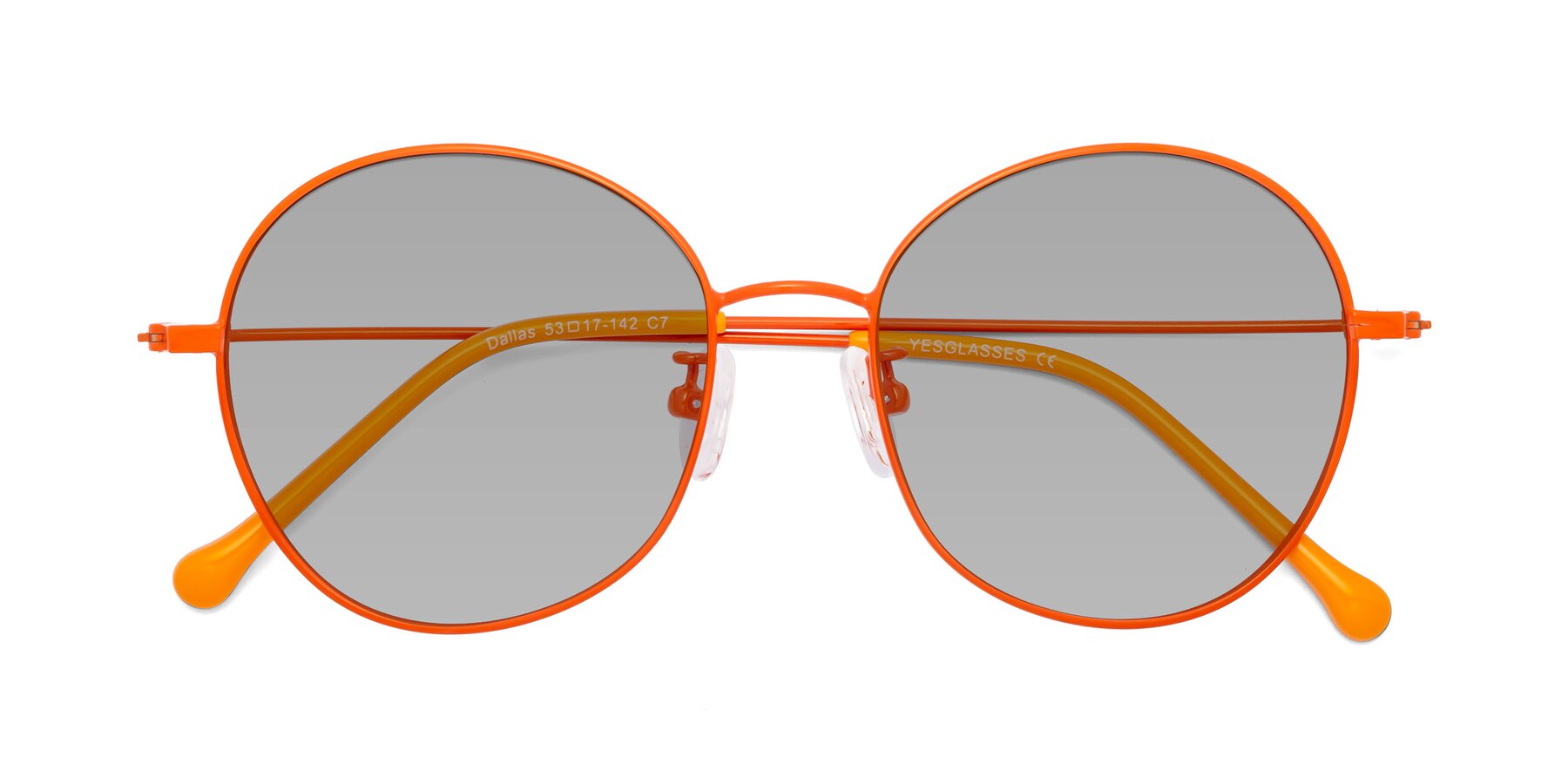 Folded Front of Dallas in Orange with Light Gray Tinted Lenses