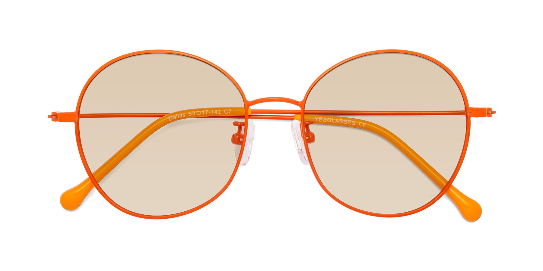 Folded Front of Dallas in Orange with Light Brown Tinted Lenses