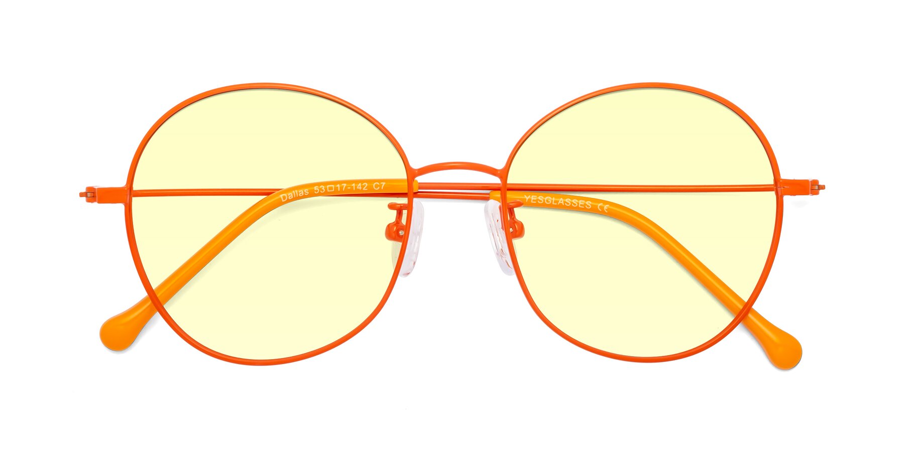 Folded Front of Dallas in Orange with Light Yellow Tinted Lenses