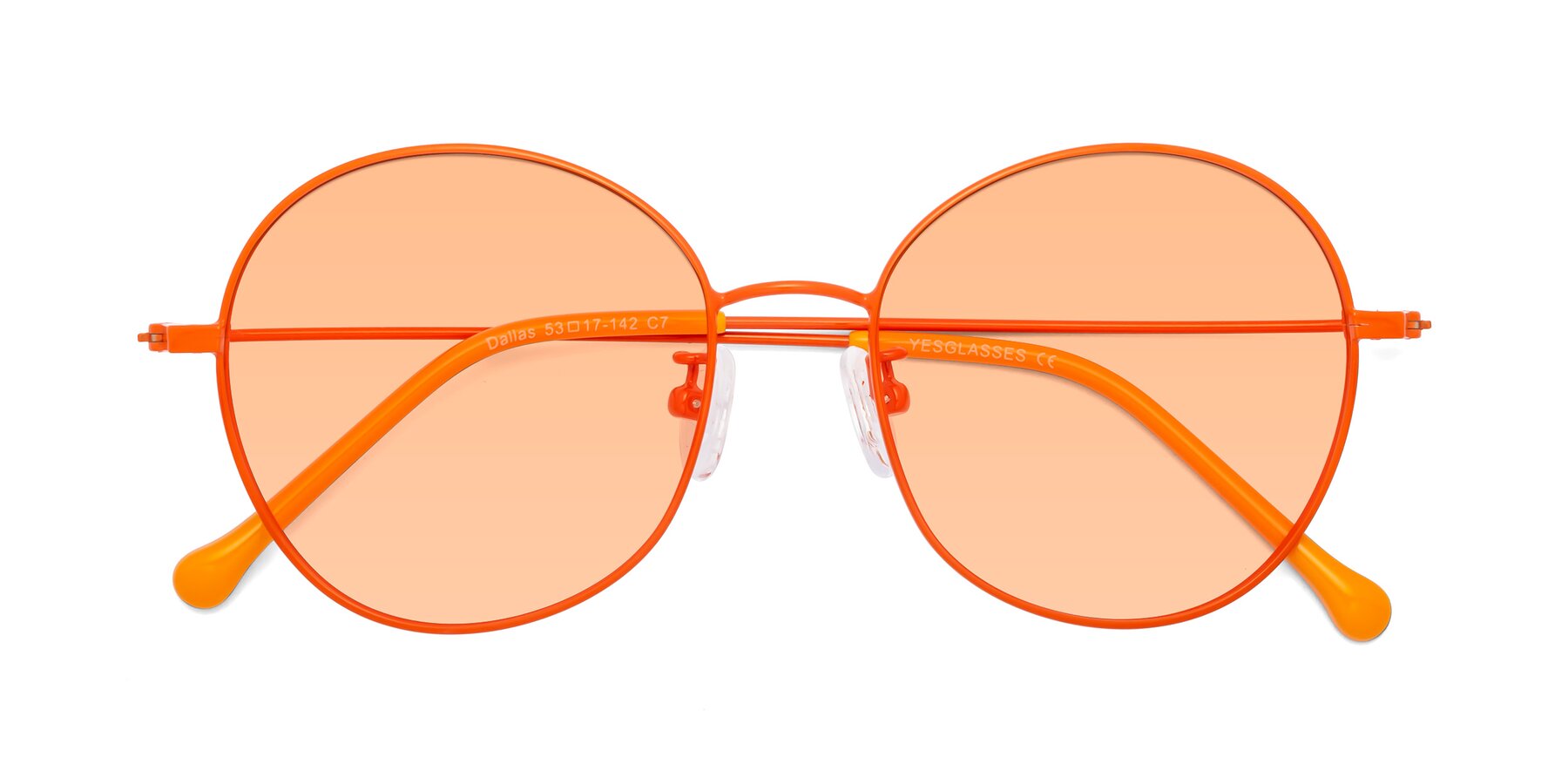 Folded Front of Dallas in Orange with Light Orange Tinted Lenses