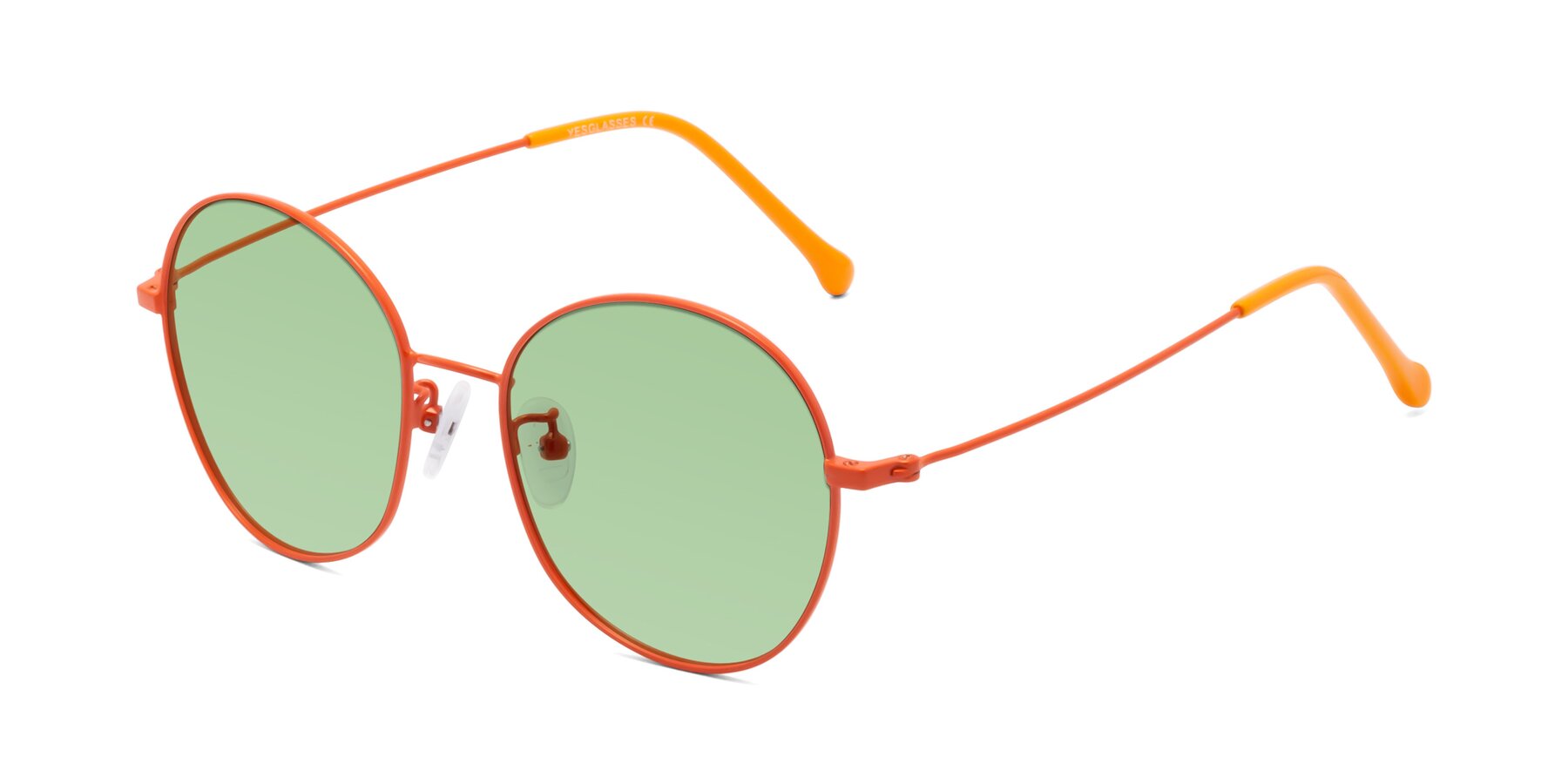 Angle of Dallas in Orange with Medium Green Tinted Lenses