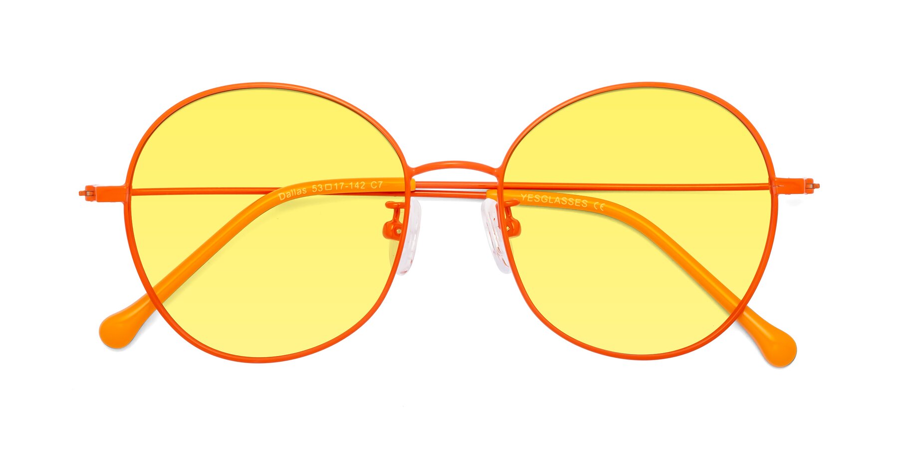 Folded Front of Dallas in Orange with Medium Yellow Tinted Lenses