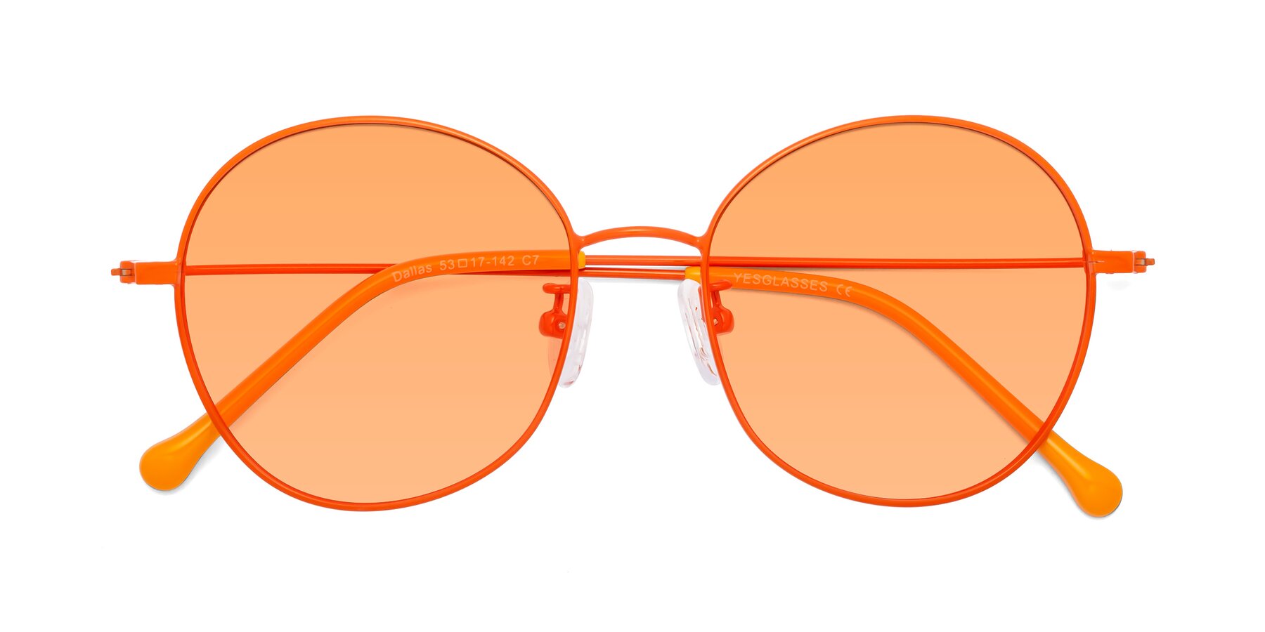Folded Front of Dallas in Orange with Medium Orange Tinted Lenses